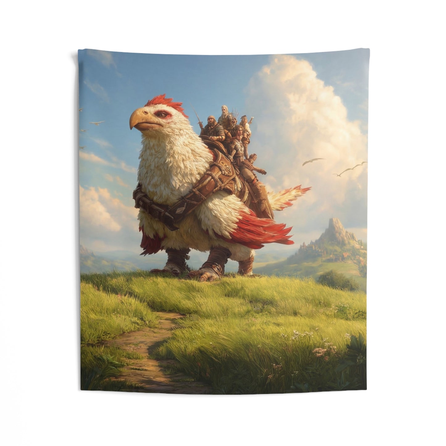 Skyborne Eagle Riders Indoor Wall Tapestries – Crested Majesty Over Sunlit Peaks