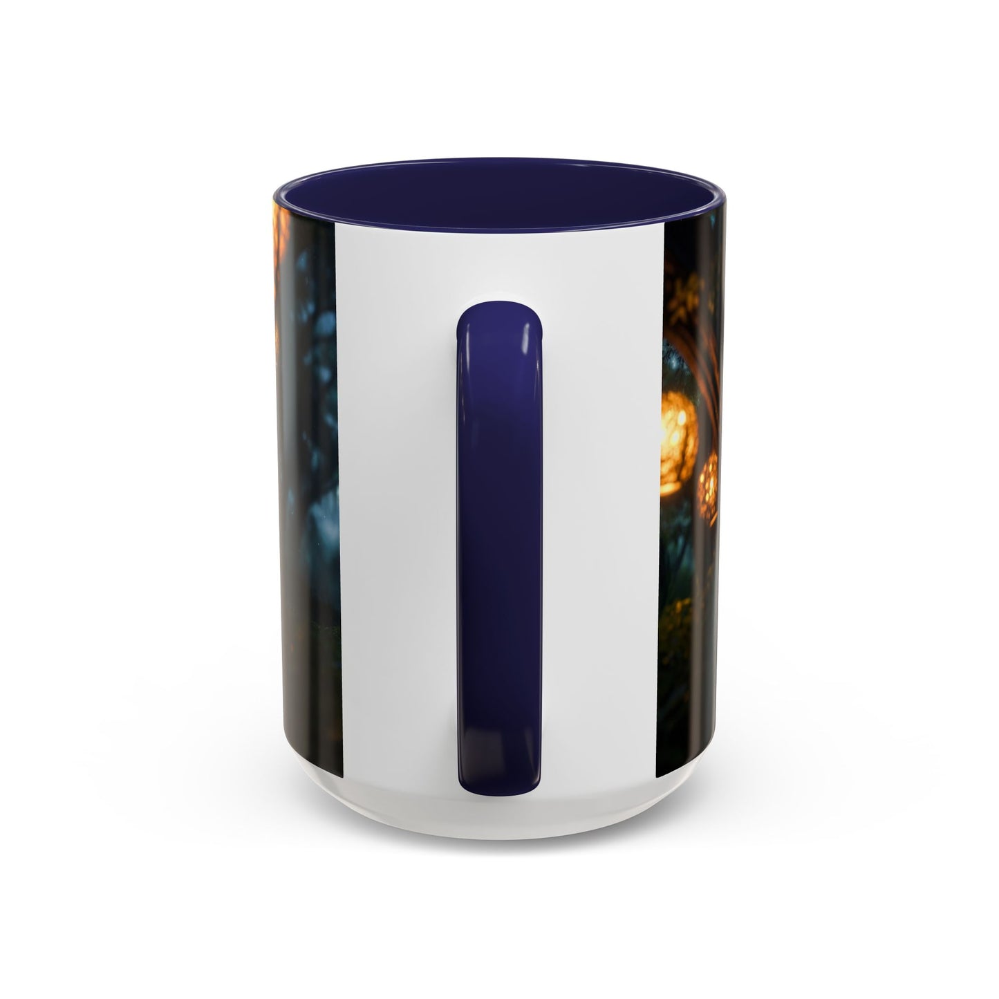 Luminous Forest Path Accent Coffee Mug (11, 15oz) – Warm Glow Through Ancient Branches