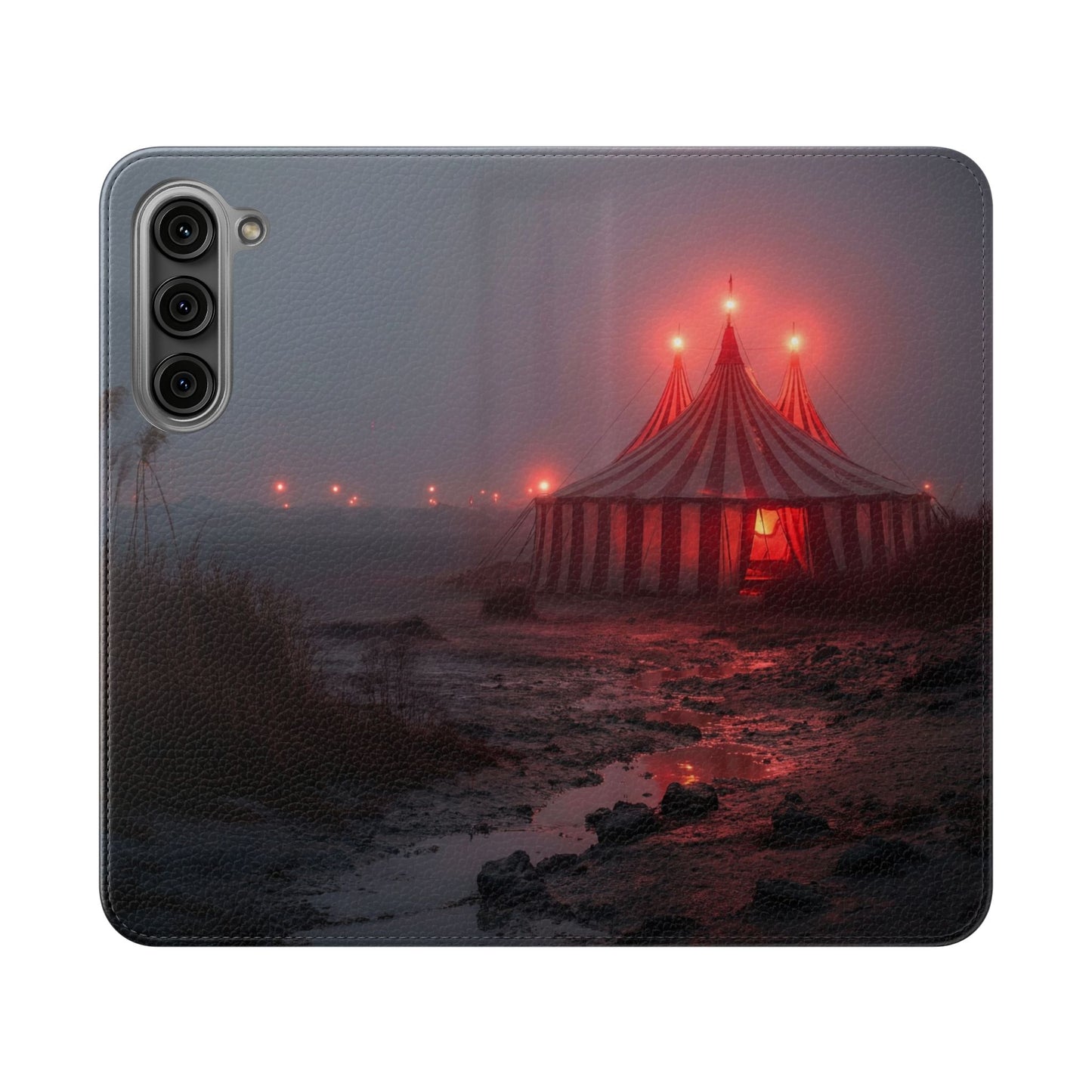 Crimson Circus Tent Flip Cases – Misty Coastside Lantern Scene
