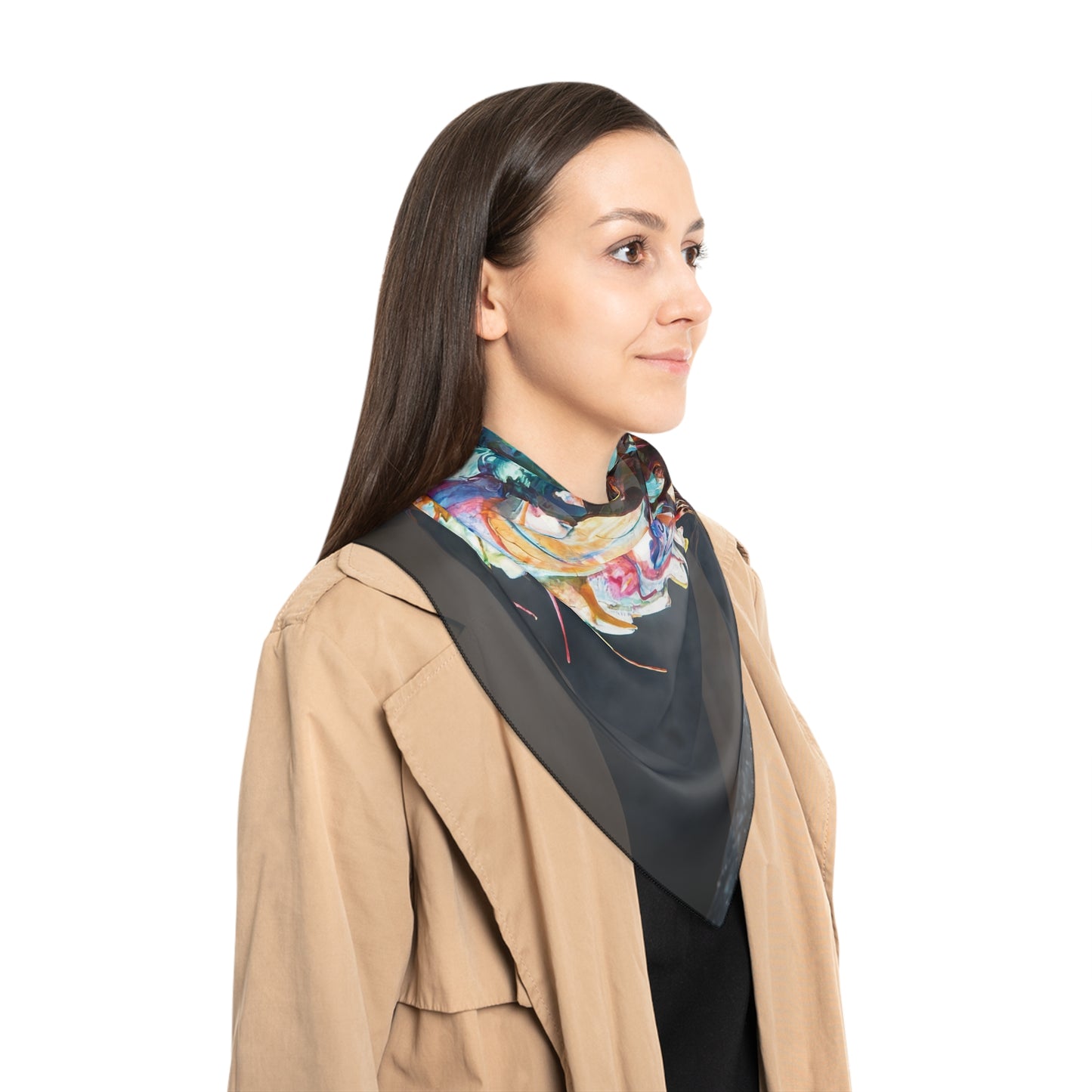Chromatic Life Tree Poly Scarf – Where Paint Meets Rooted Wonder