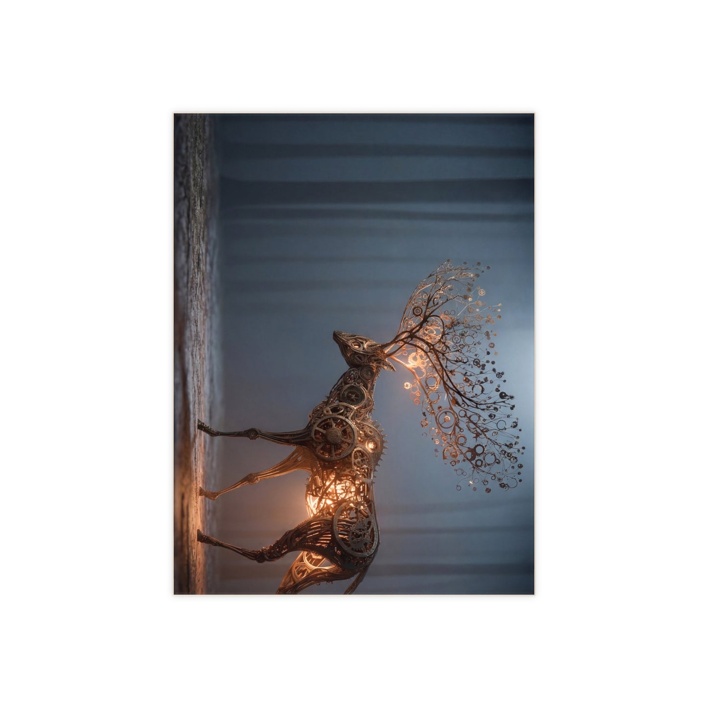 Clockwork Stag Ceramic Photo Tile – Luminescent Forest Guardian