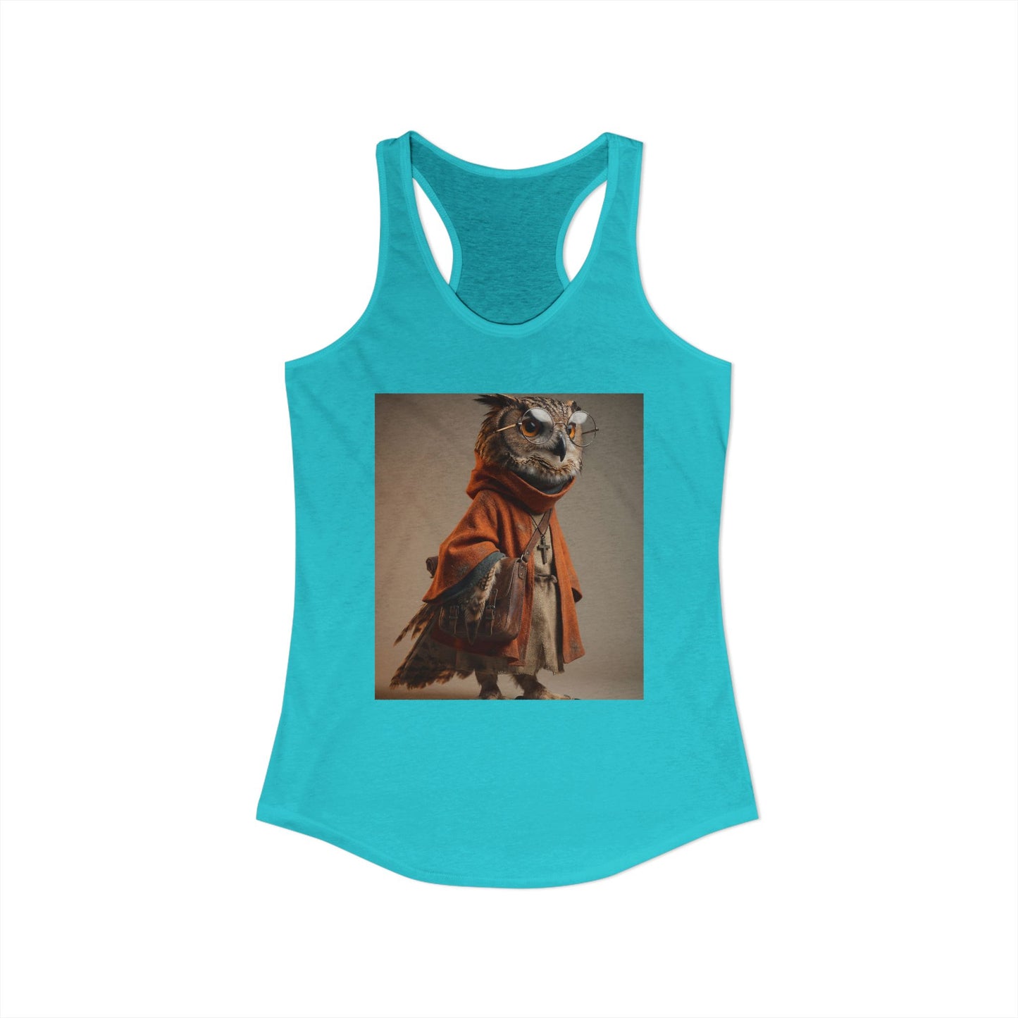 Wise Owl Scholar Women's Ideal Racerback Tank – Rusty Robe and Round Lens Guardian