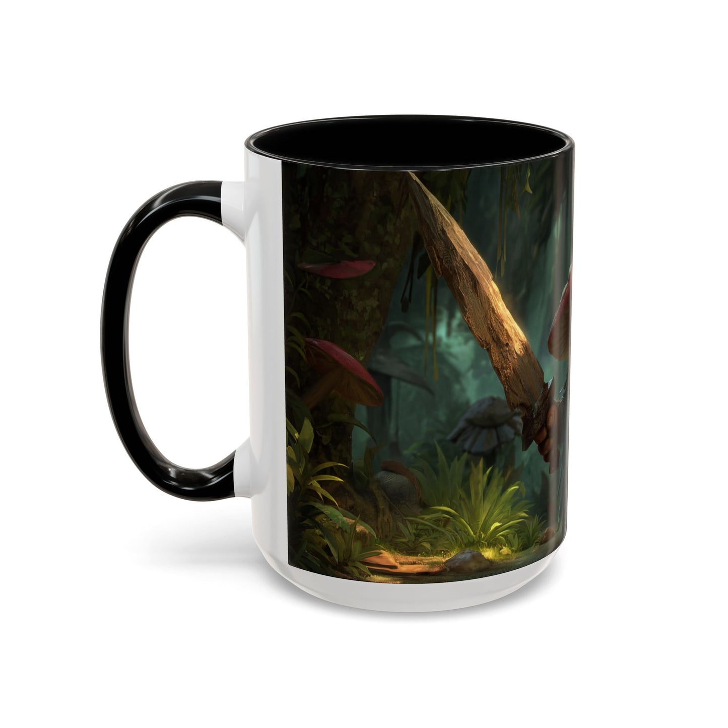 Mushroom Knight Accent Coffee Mug – Verdant Forest Guardian Sentinel