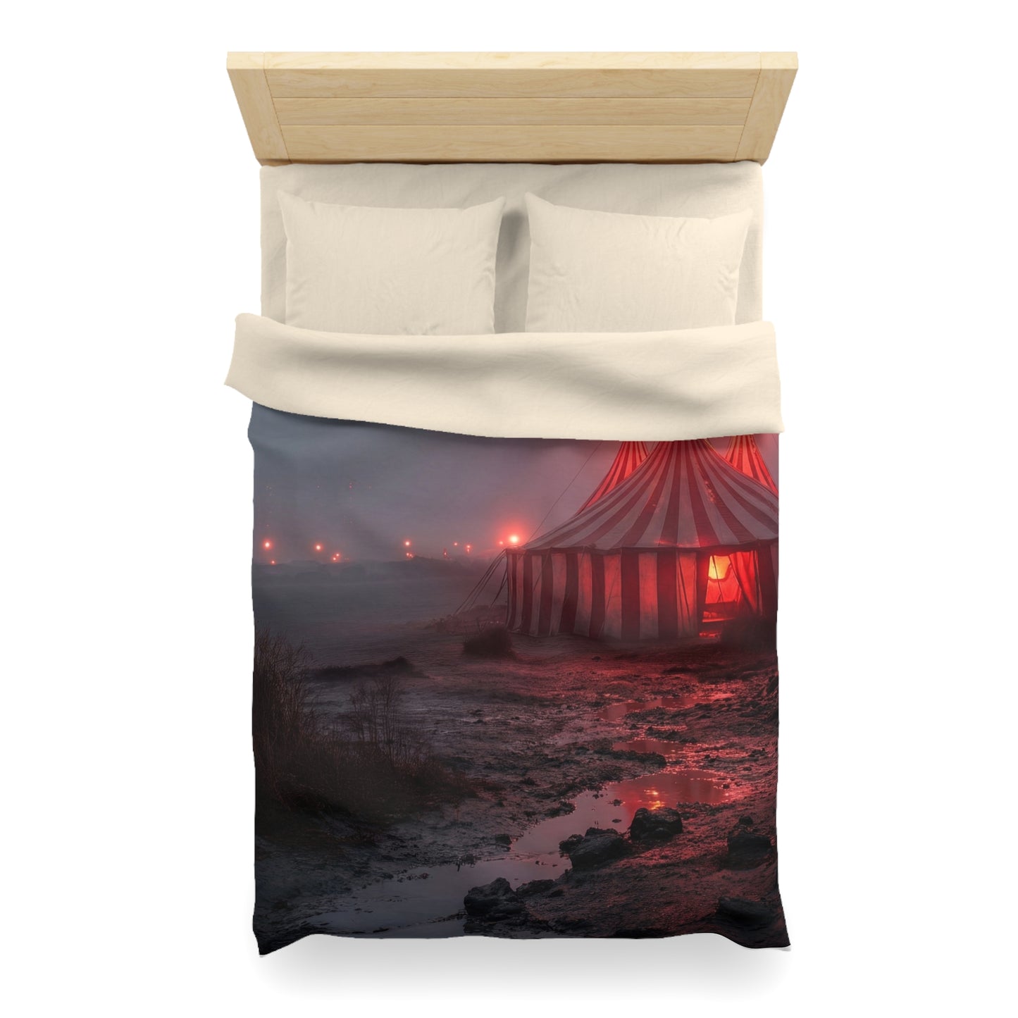 Crimson Carnival Tent Microfiber Duvet Cover – Whispers of the Fogbound Ring