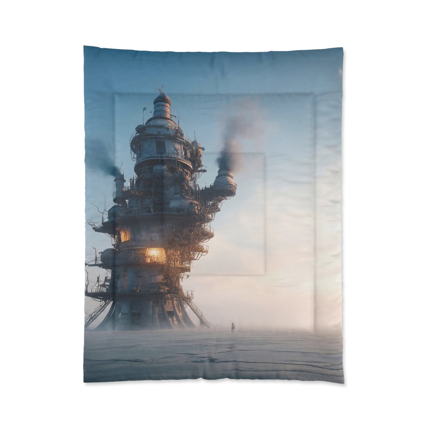 Steamborne Tower Comforter – Solitary Watchtower at Dusk