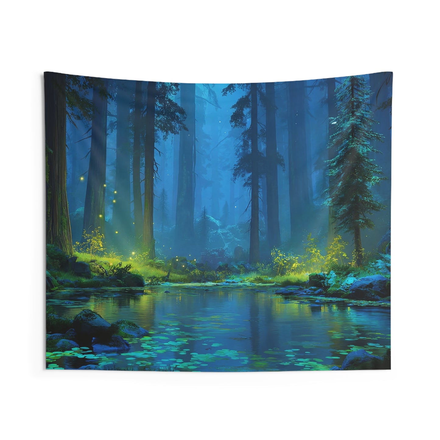 Whispering Forest Tapestries – Bioluminescent Night Creek Dreamscape