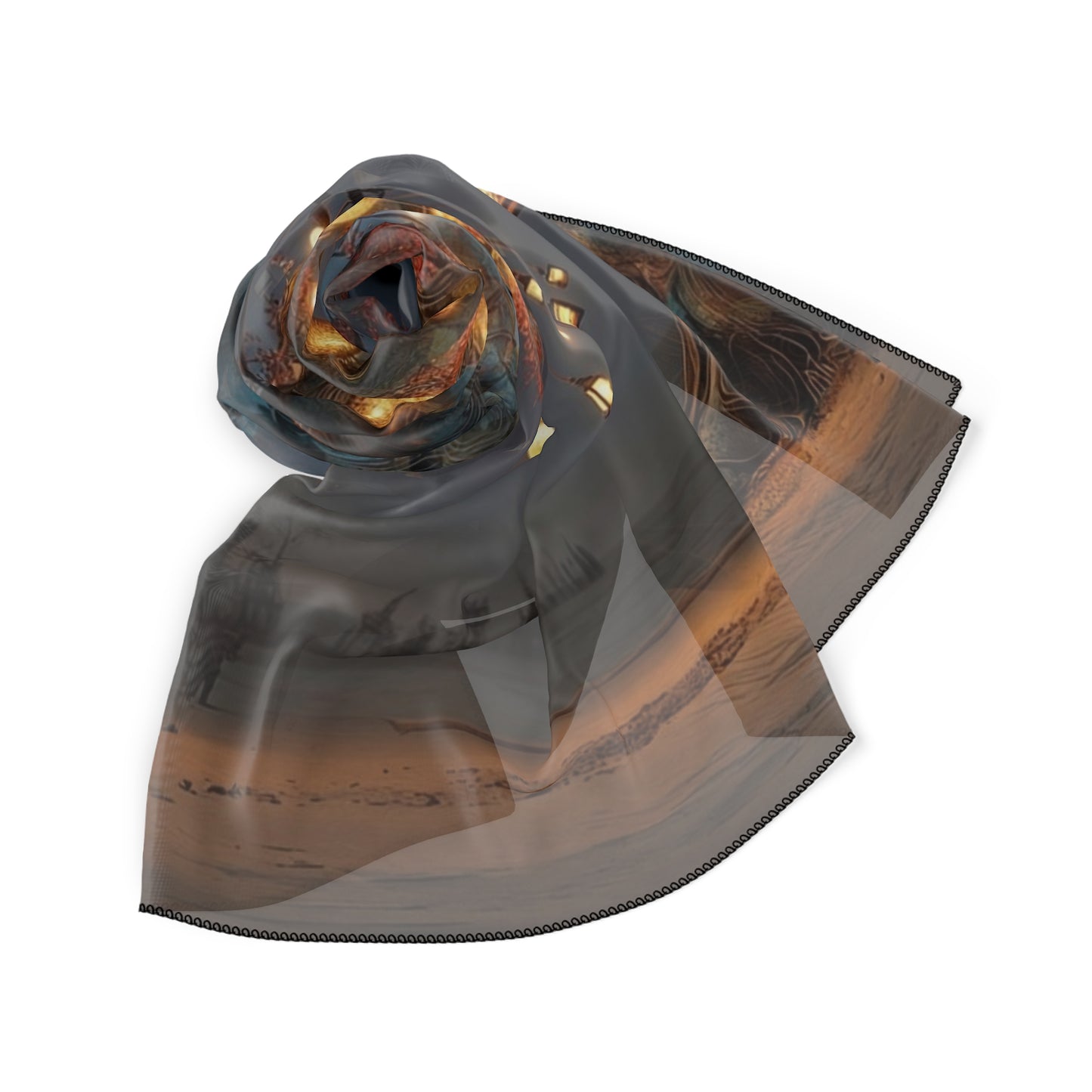 Luminous Wisp Tree Poly Scarf – Desert Night Bloom