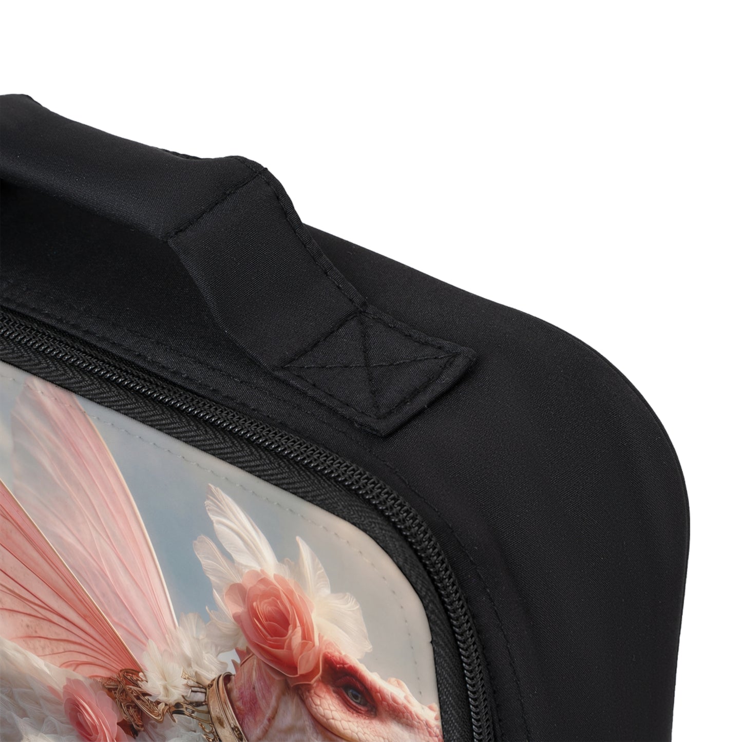 Pink Winged Dinosaur Fairy Lunch Bag – Cloud-Draped Sky Ballet