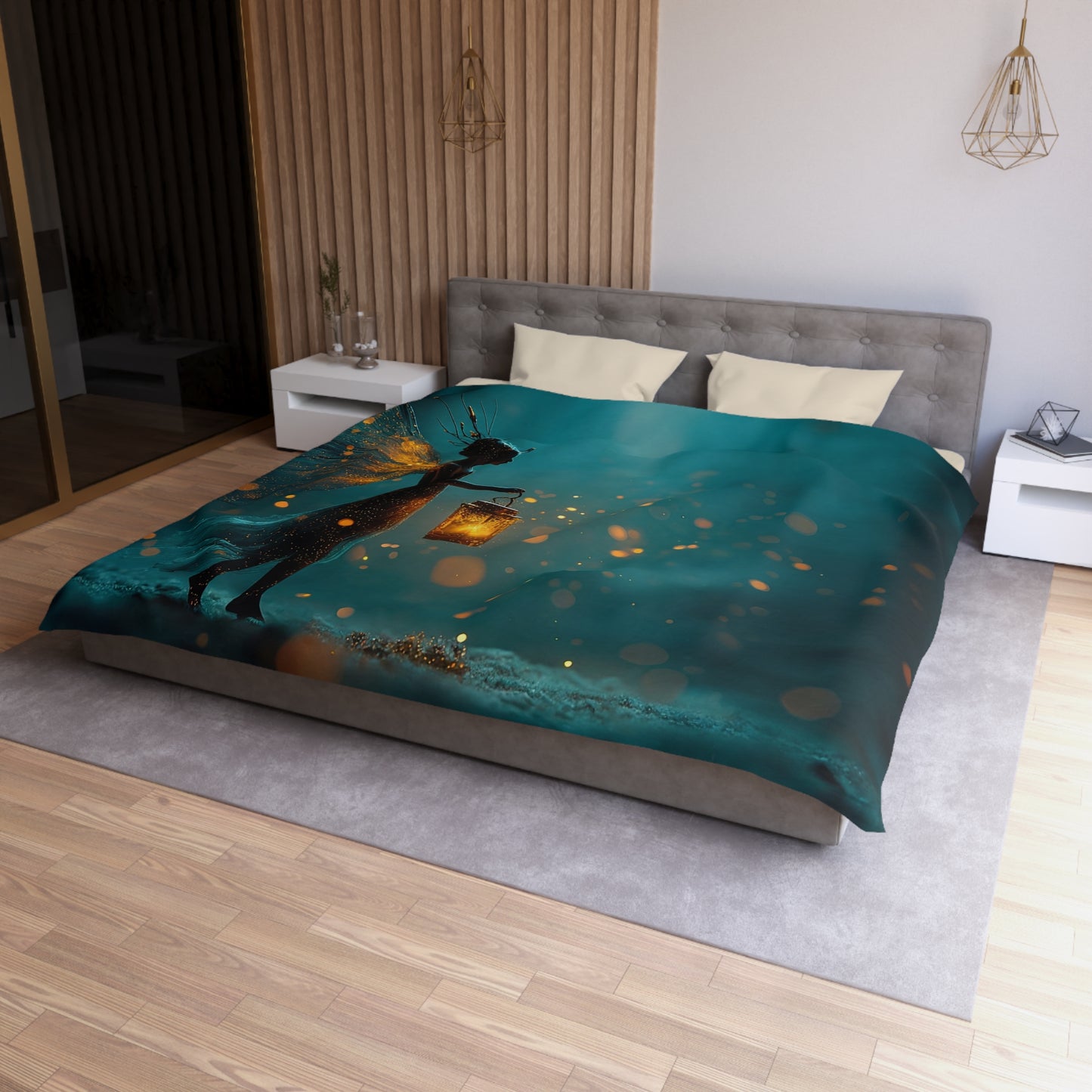 Luminescent Fairy with Lantern Microfiber Duvet Cover – Whispering Woods Dreamscape