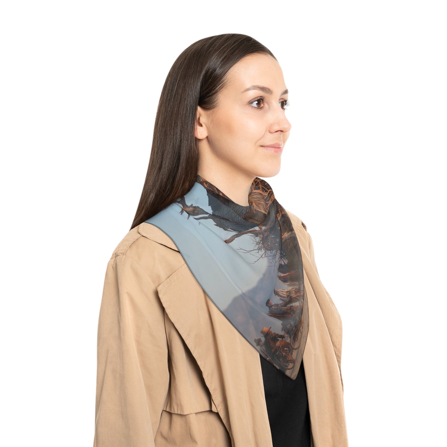 Clock Tower in the Drylands Poly Scarf – Whispers of Time in the Dust