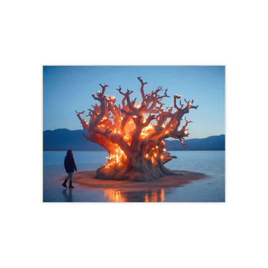 Burning Tree Ceramic Photo Tile – Solitary Witness to Twilight’s Fire