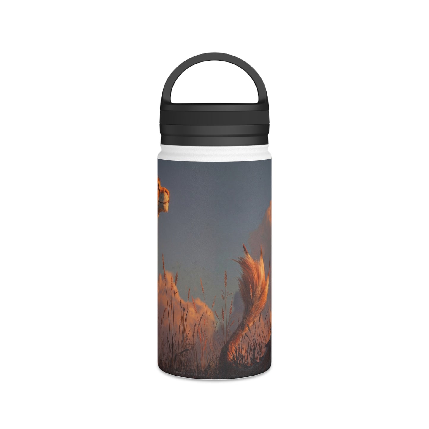 Sunset Guardian Dragon Stainless Steel Water Bottle, Handle Lid – Amber Sky Companion