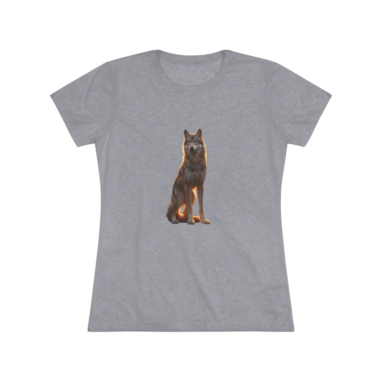 Golden Hour Wolf Women's Triblend Tee – Sentinel in Warm Twilight Light