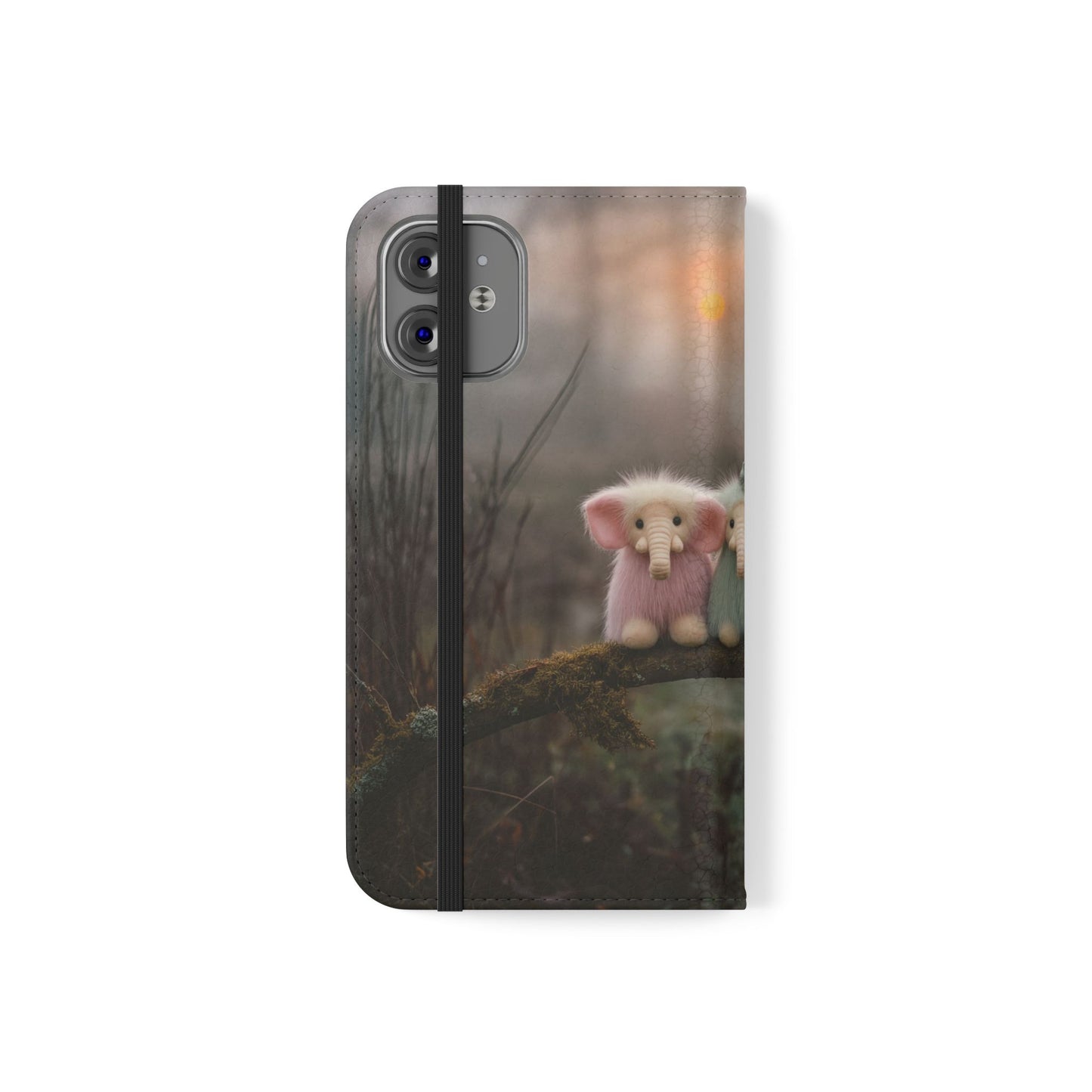 Mossy Branch Elephants Flip Cases – Pastel Fluff Guardians