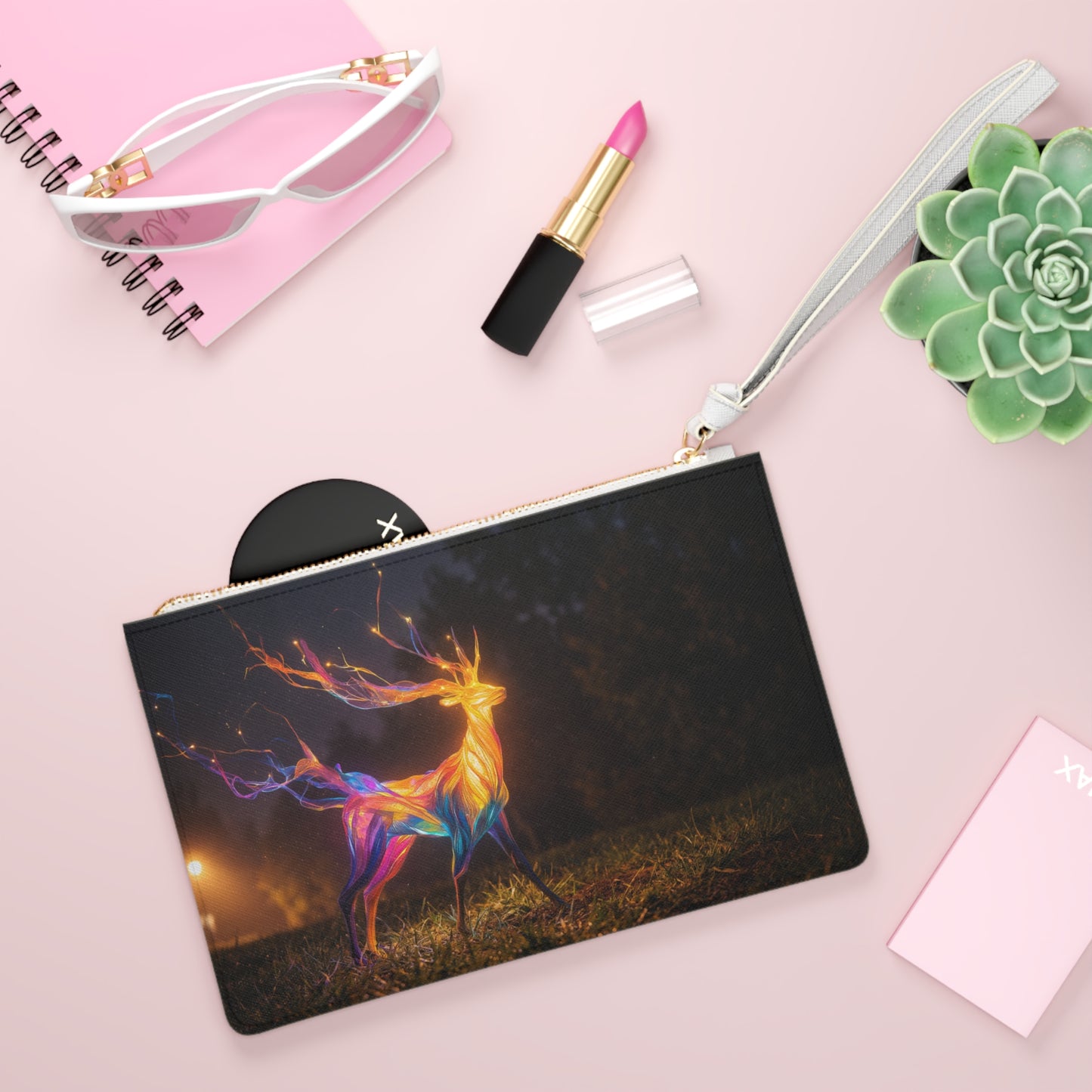 Chromatic Stag Clutch Bag – Twilight Aura Dreamscape