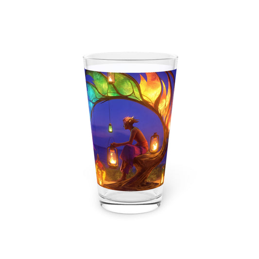 Luminous Phoenix Throne Pint Glass, 16oz – Sunset Sanctuary for the Soul