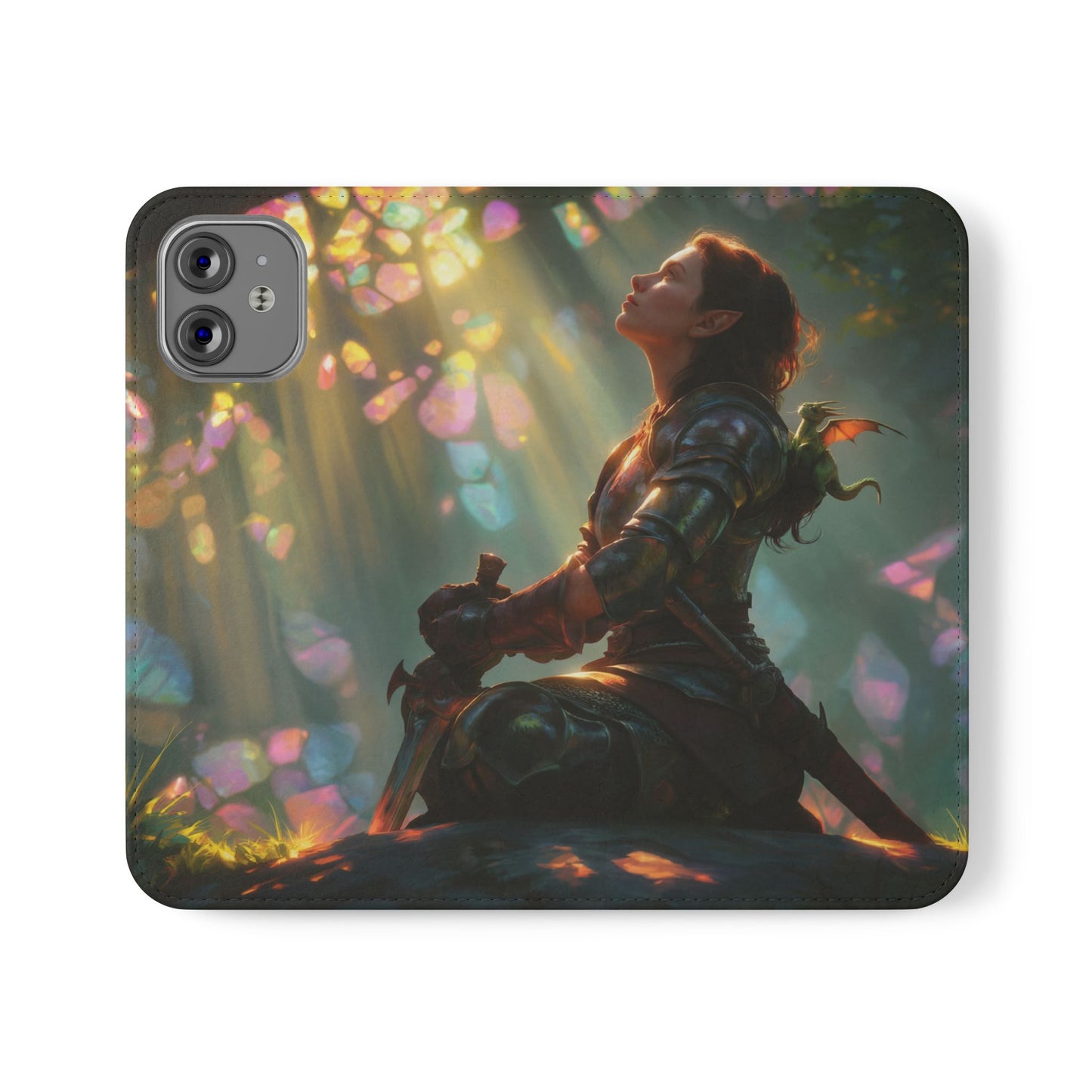 Crystal Grove Sentinel Flip Cases – Iridescent Forest Dawn Guardian