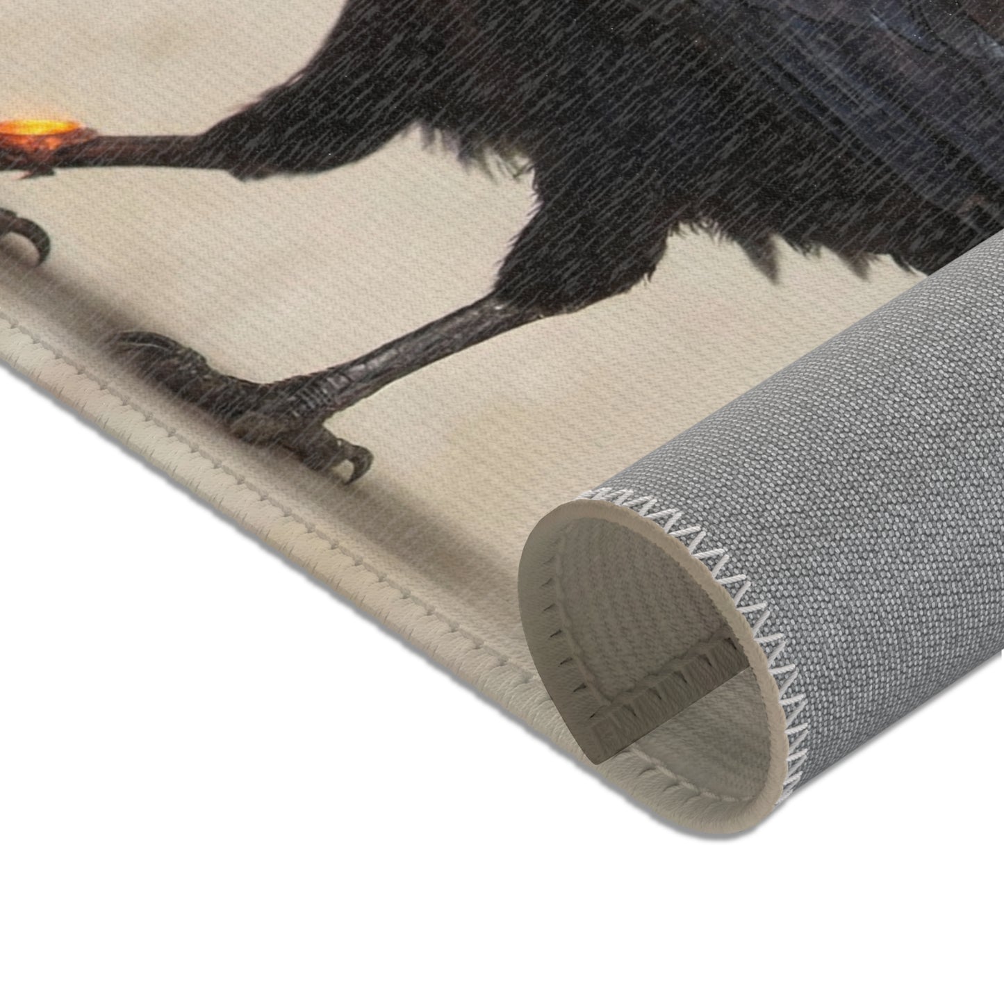 Fiery Raven Sentinel Area Rug – Ember-Clad Avian Guardian
