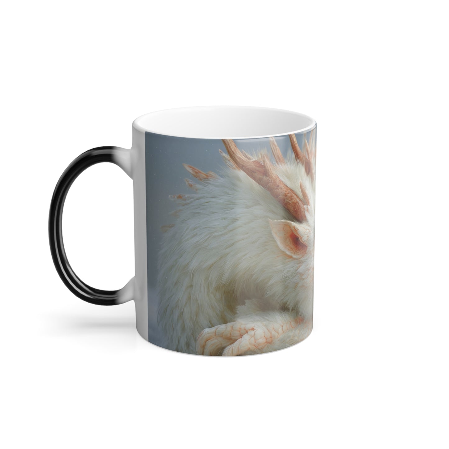 Slumbering Dragon & Child Color Morphing Mug, 11oz – Icy Blue and Cream Cozy Companion