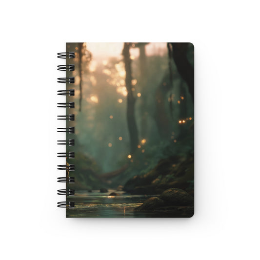 Whispering Forest Fairy Spiral Bound Journal – Golden Hour Sanctuary