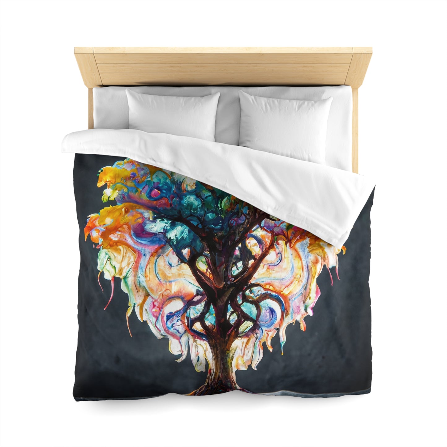 Chromatic Soul Tree Microfiber Duvet Cover – Where Color Blooms Like Light