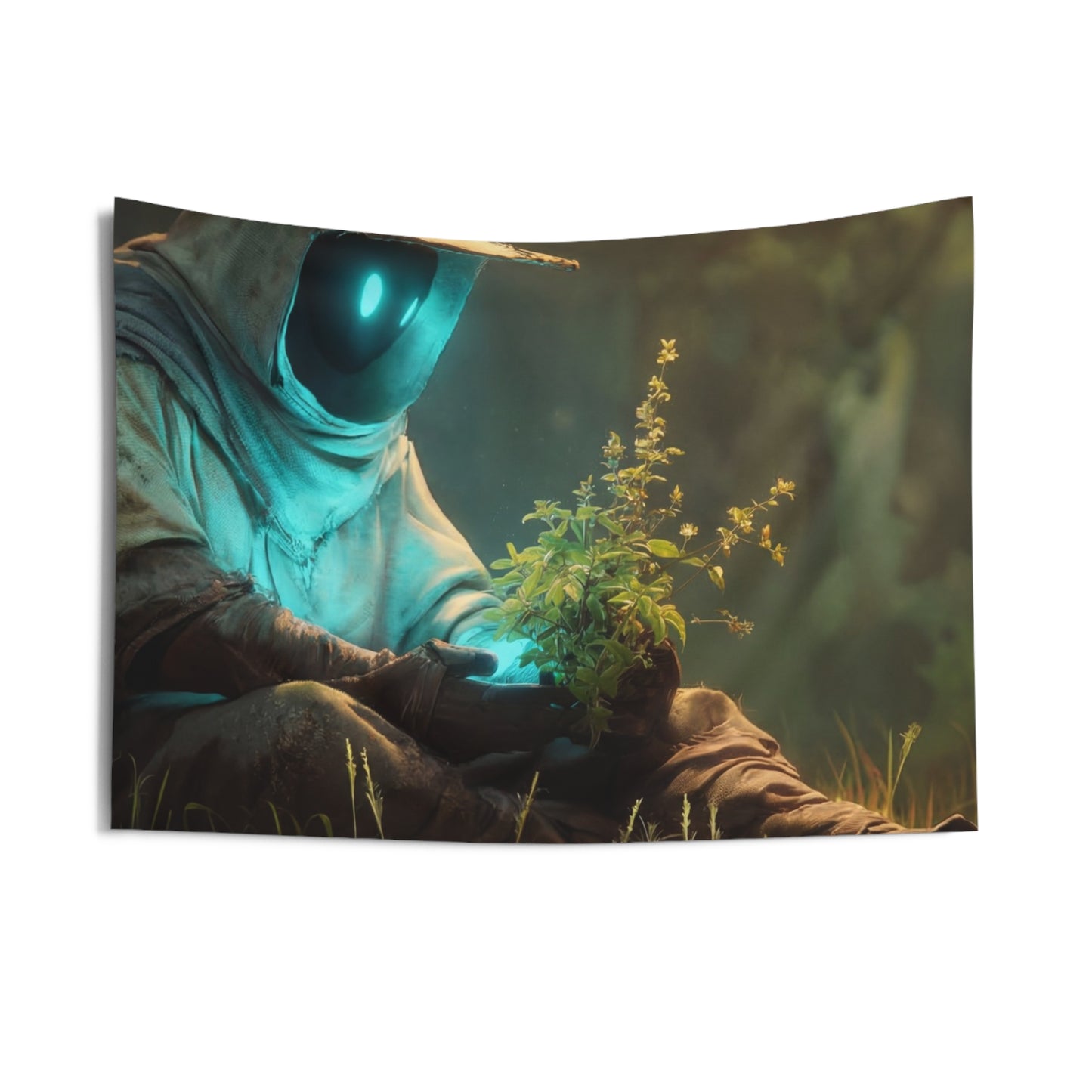 Forest Sentinel Indoor Wall Tapestries – Glowing Eye Guardian in Twilight Grove