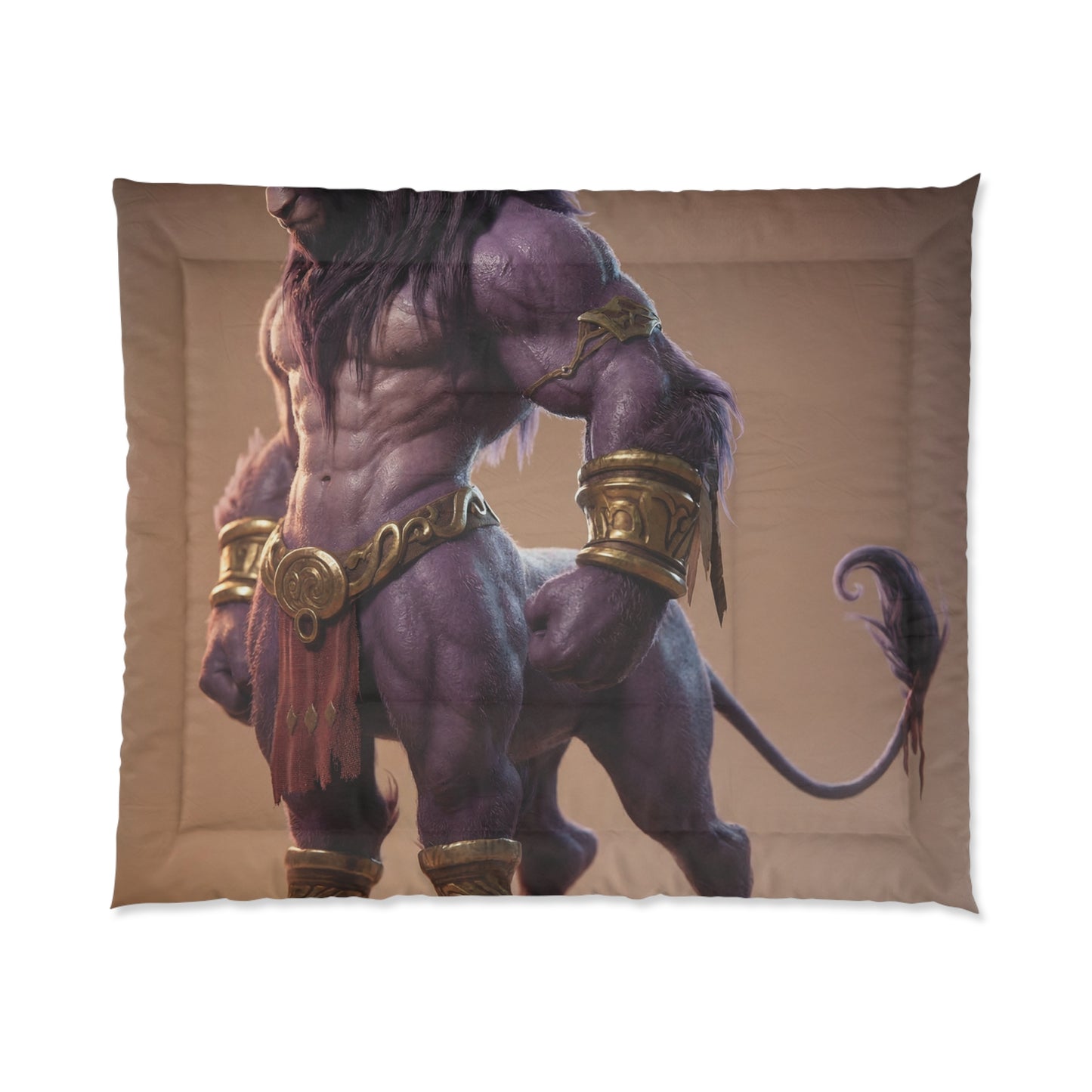 Purple Bull Sentinel Comforter – Ancient Warrior’s Quiet Vigil