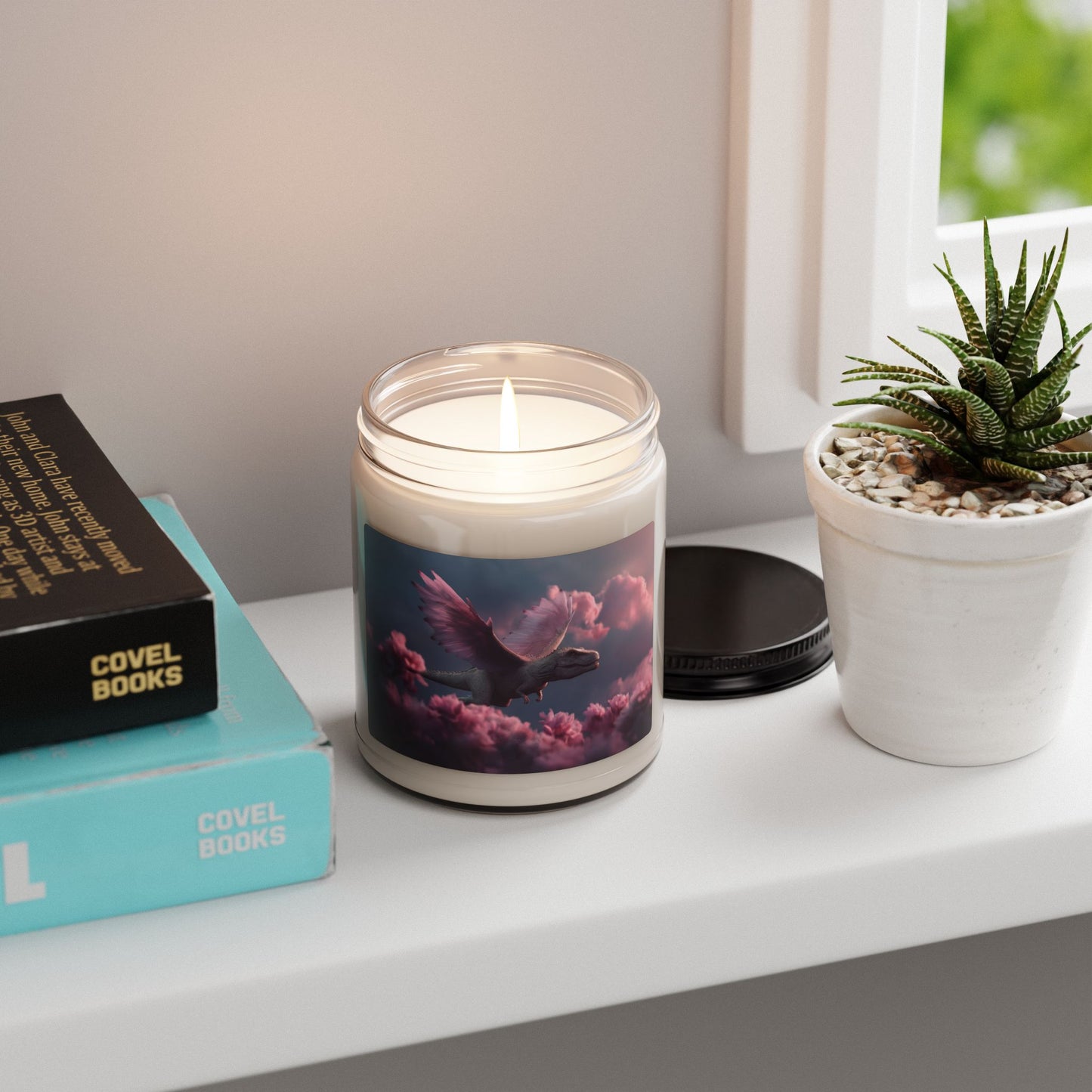 Pink Winged Dinosaur Scented Soy Candle, 9oz – Soaring Through Petal Clouds