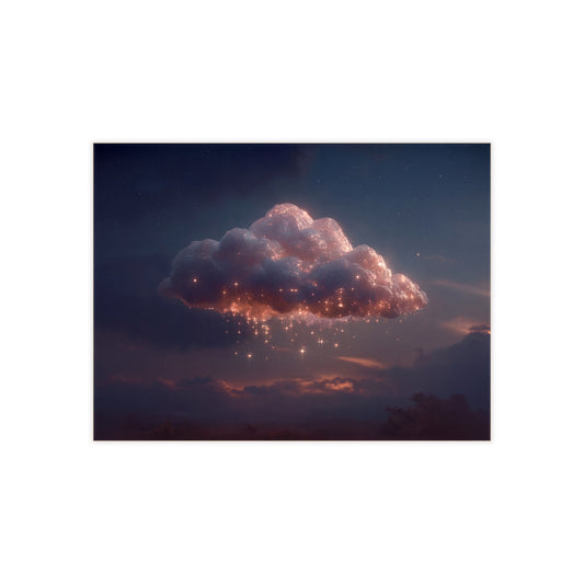 Celestial Cloud Ceramic Photo Tile – Indigo Sky Stardust Dreamscape
