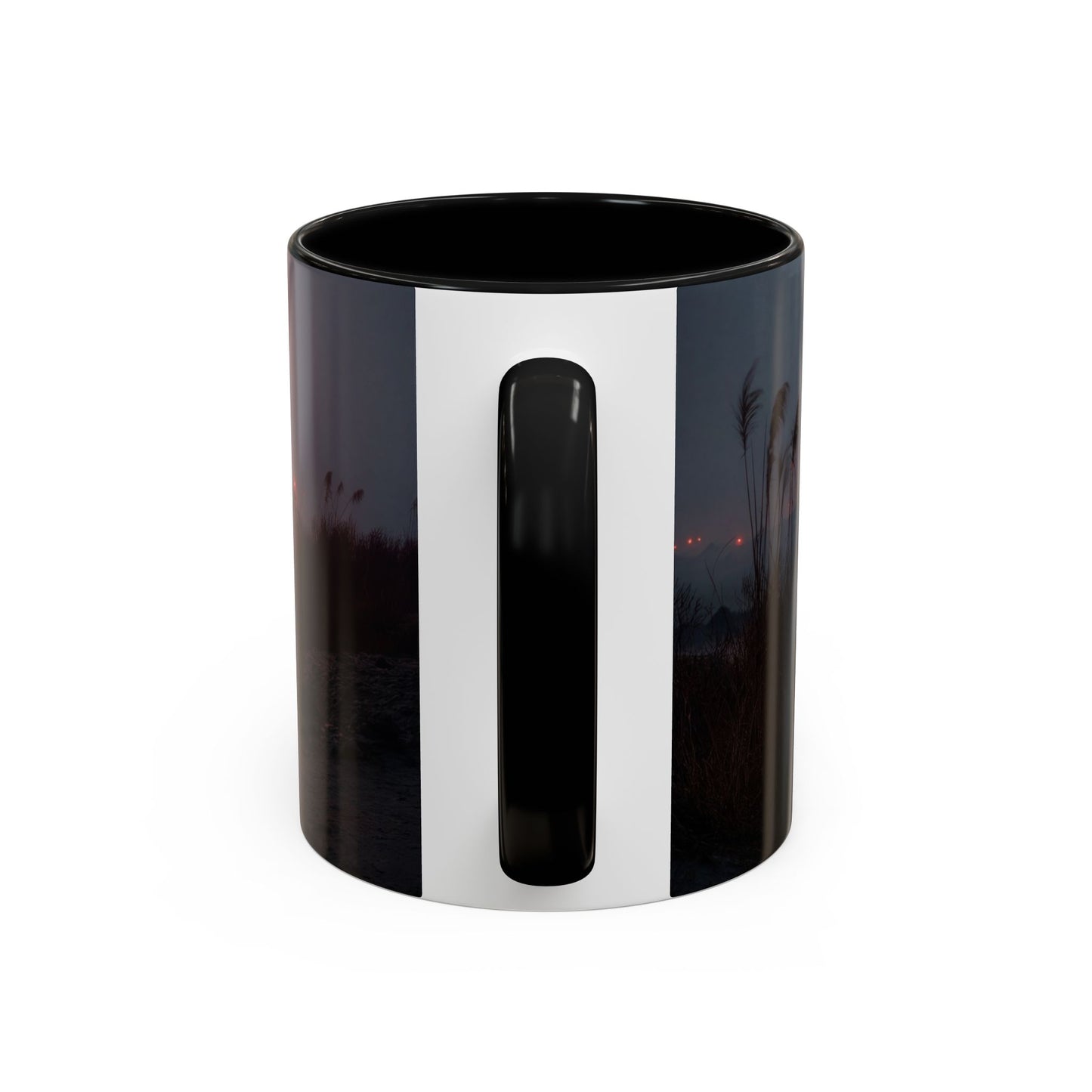 Crimson Circus Tent Accent Coffee Mug (11, 15oz) – Fog-Drenched Midnight Wonder