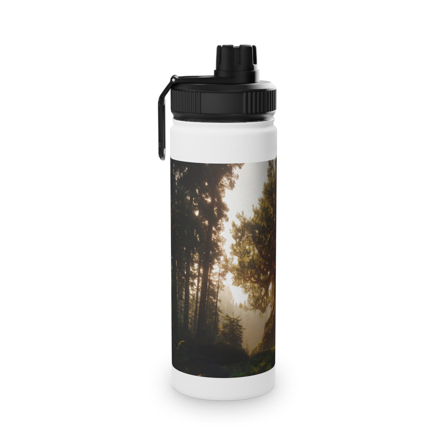 Ancient Treehouse Door Water Bottle – Sunlit Forest Sanctuary