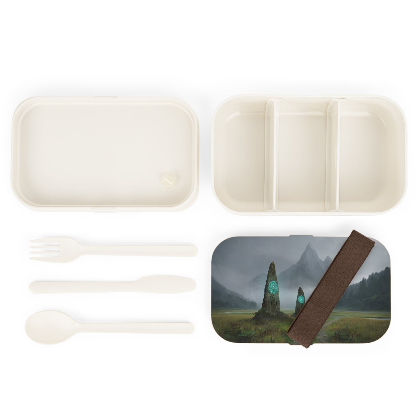 Ancient Stone Portal Bento Lunch Box – Whispering Peaks & Glowing Glyphs