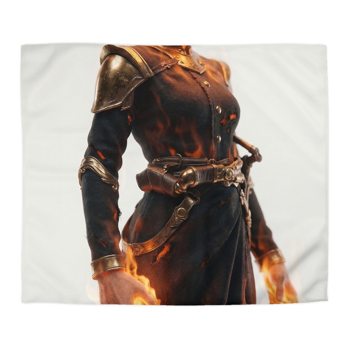 Flame-Headed Sentinel Microfiber Duvet Cover – Ash and Ember Armor