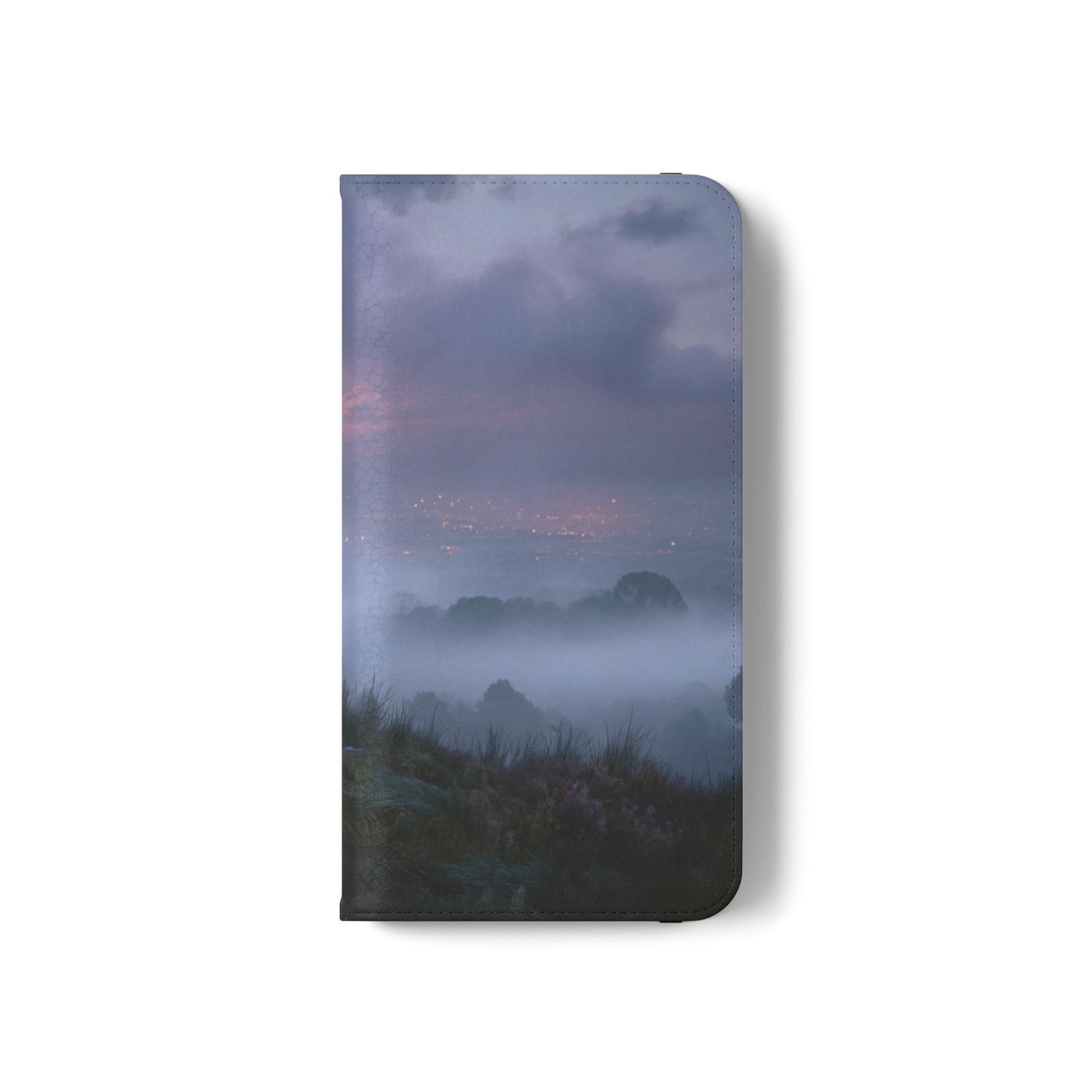 Misty Hilltop Flip Cases – Red-Haired Wanderer at Twilight