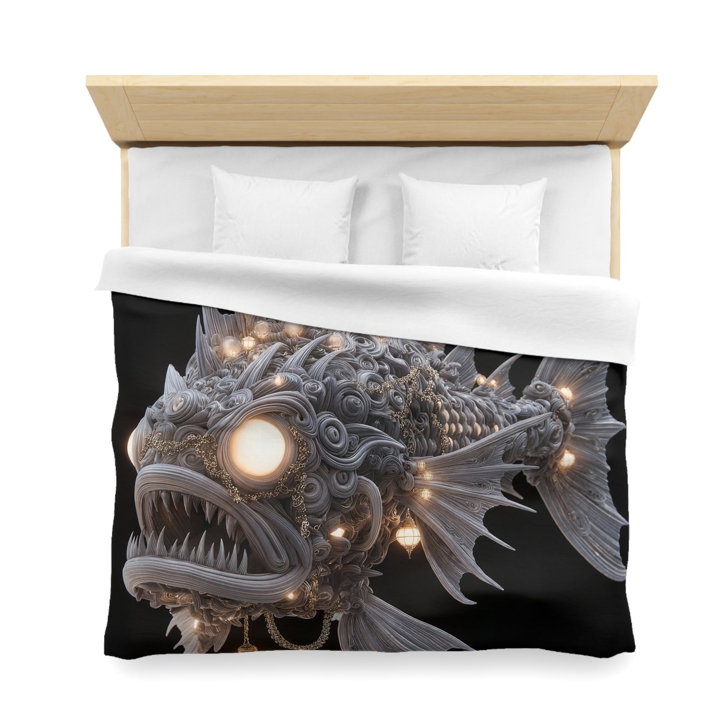 Lantern Fish Microfiber Duvet Cover – Deep Sea Chandelier Dreamscape