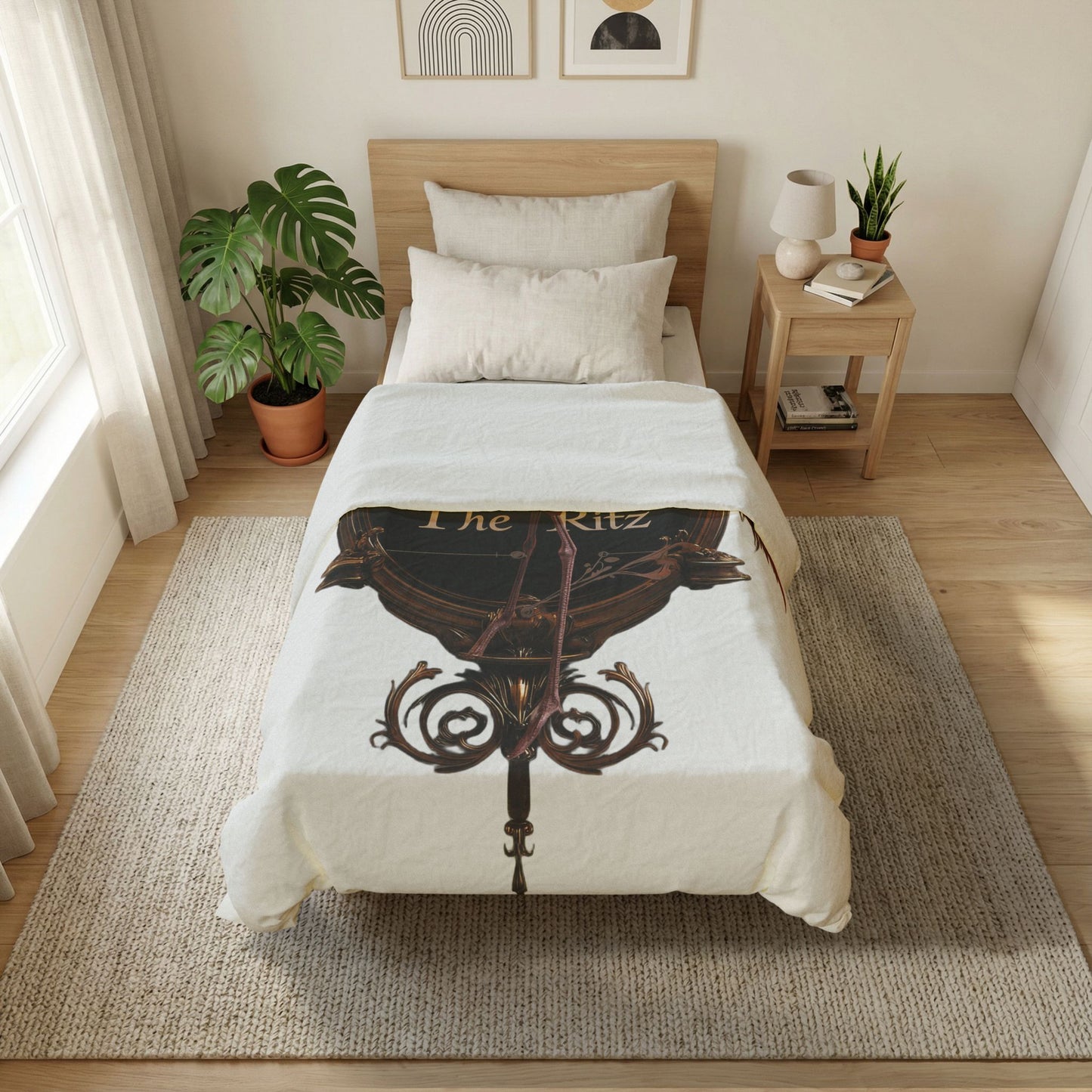 Royal Flamingo Manor Sign Duvet Cover – Victorian Gilded Elegance