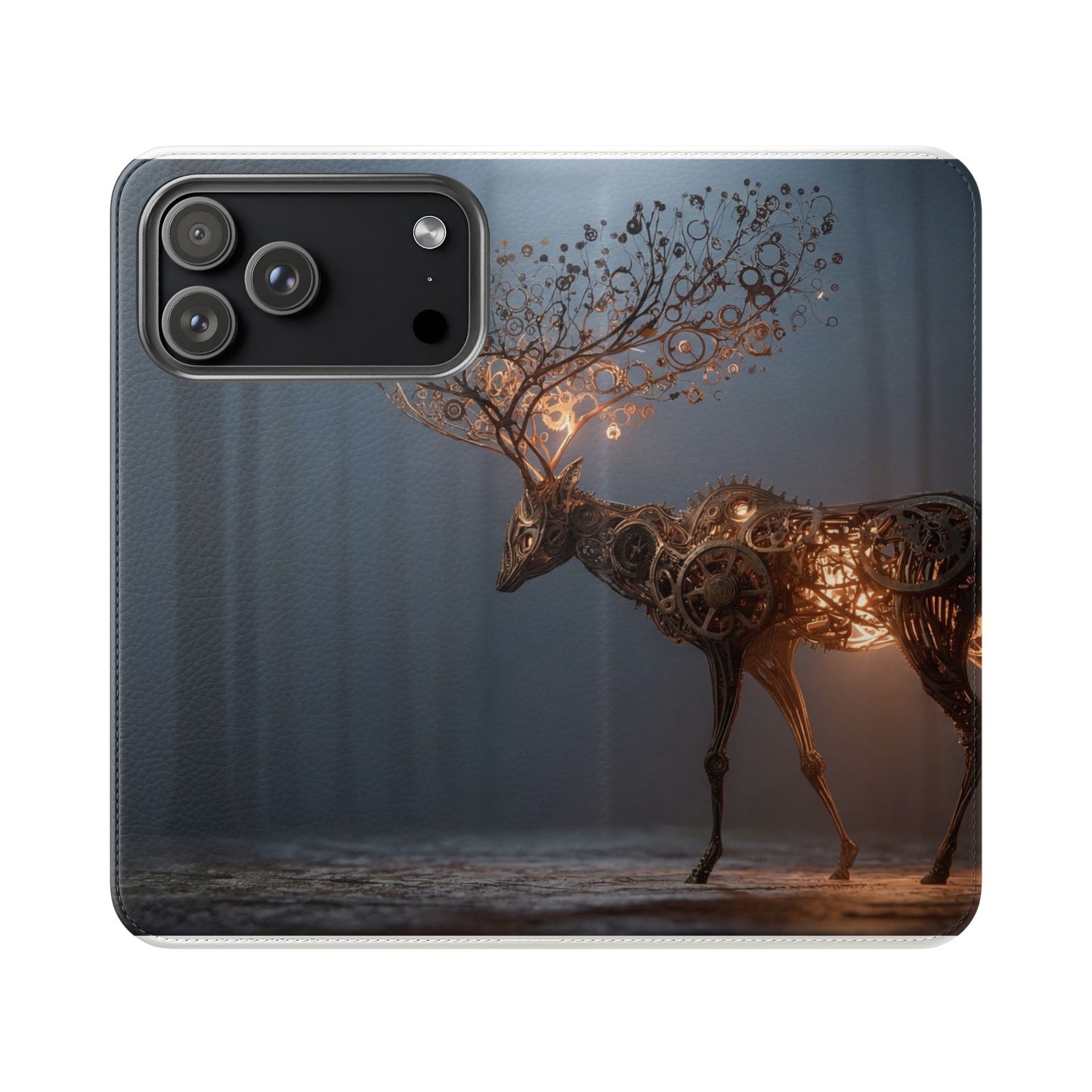 Mechanical Deer Flip Cases – Gears and Twilight Forest Guardian