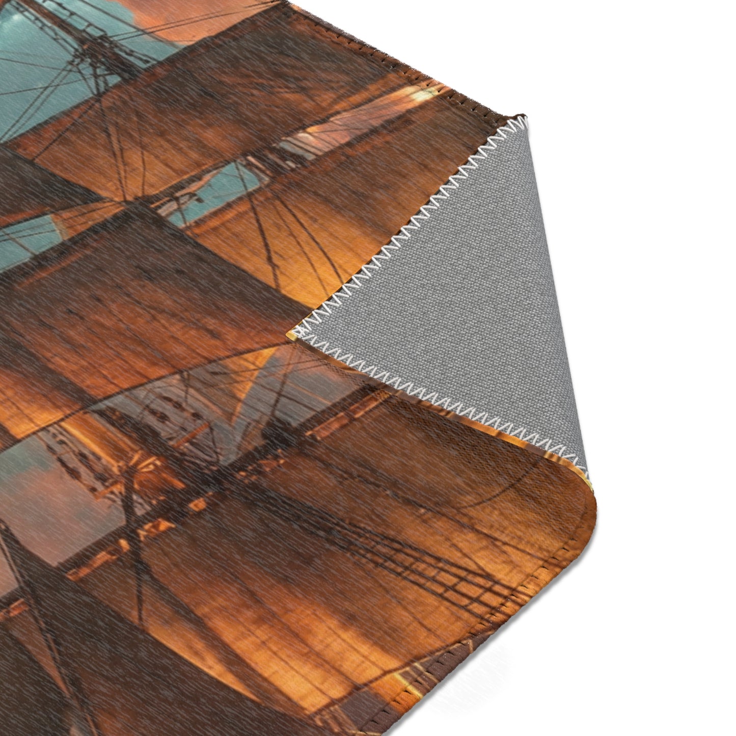 Starlit Galleon Area Rug – Voyage Through Crimson Skies