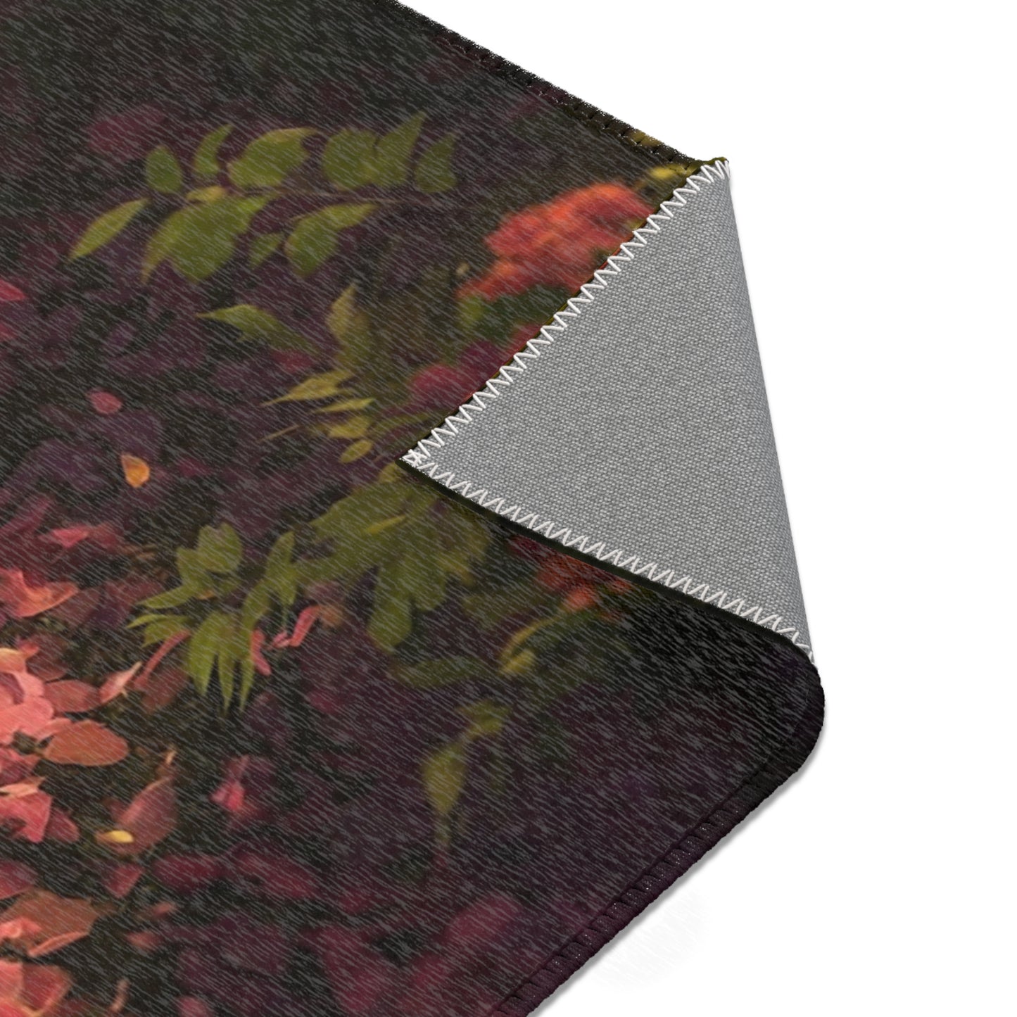 Astronaut Among Petals Area Rug – Sunset Garden Requiem