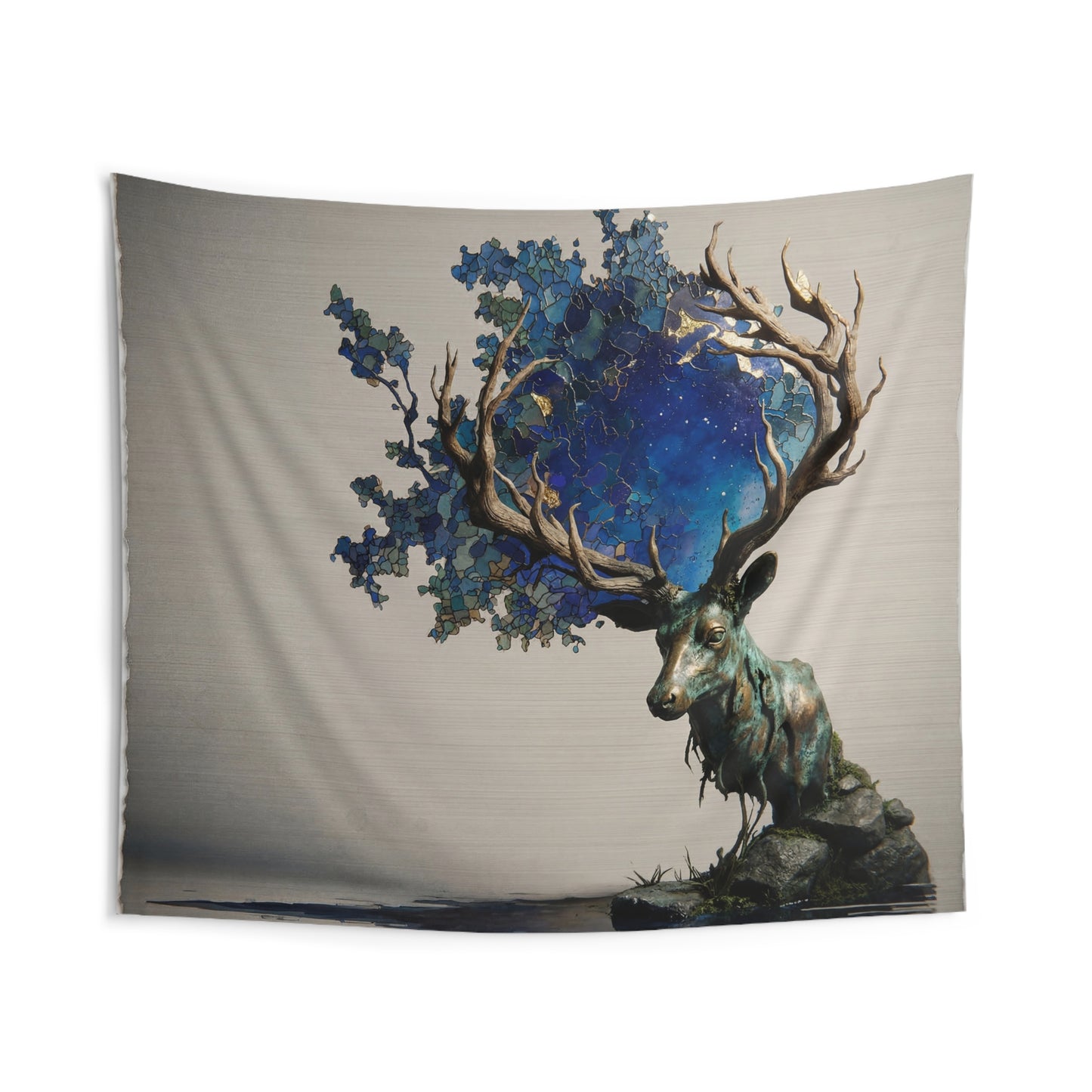 Celestial Stag Indoor Wall Tapestries – Midnight Sky Antlers