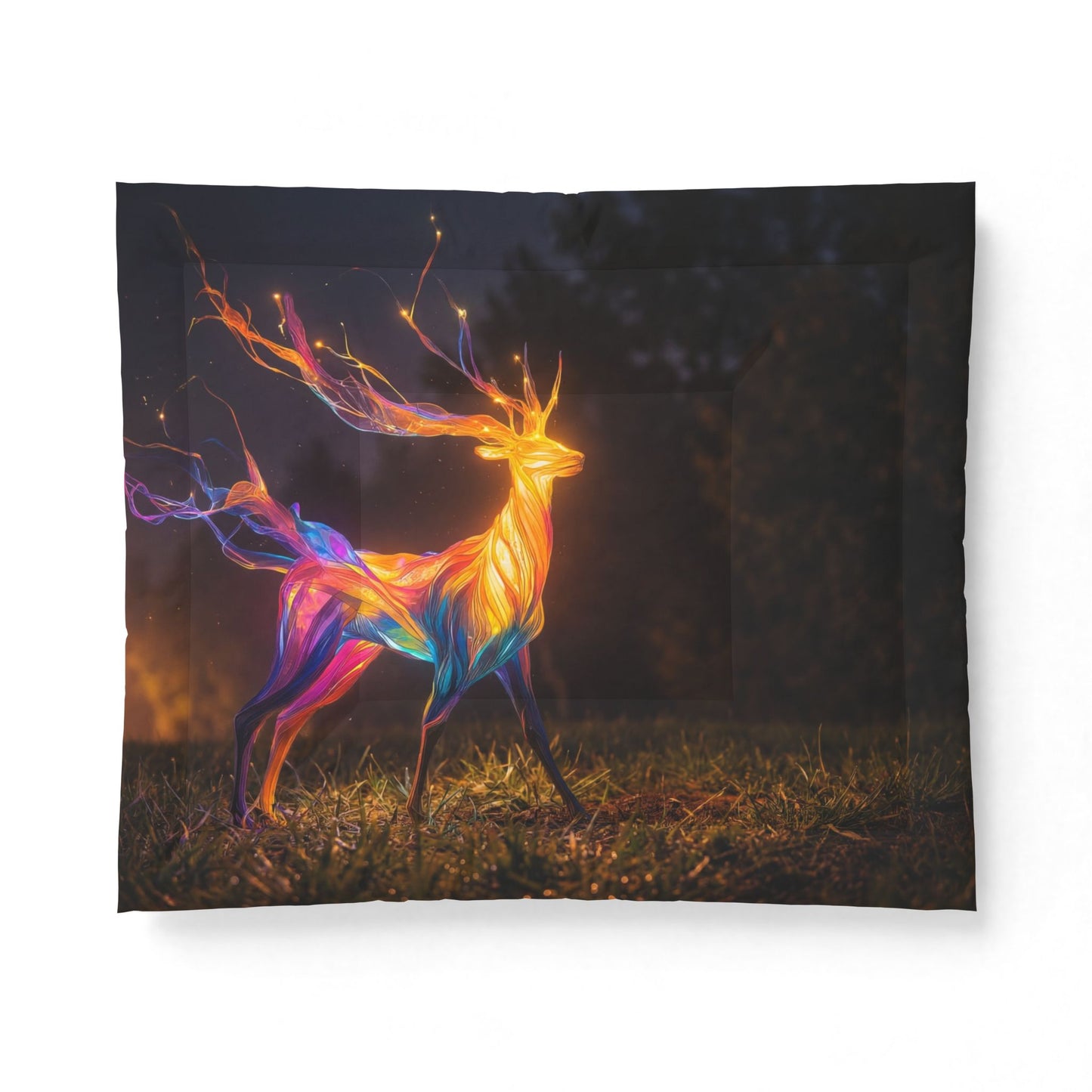 Prismatic Stag Comforter – Ethereal Light-Weave Forest Guardian