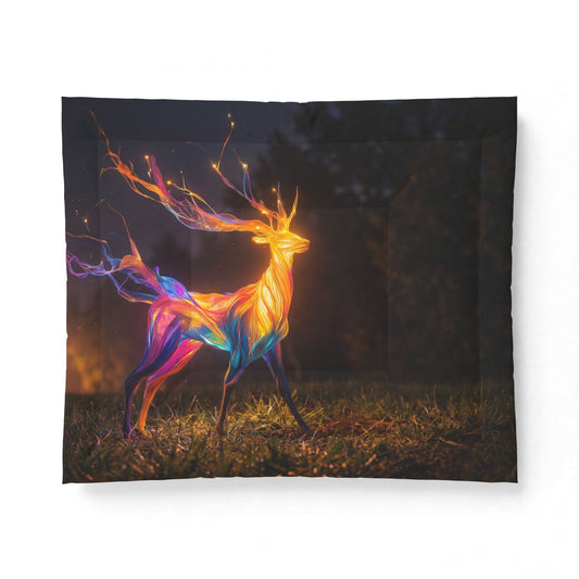 Prismatic Stag Comforter – Ethereal Light-Weave Forest Guardian