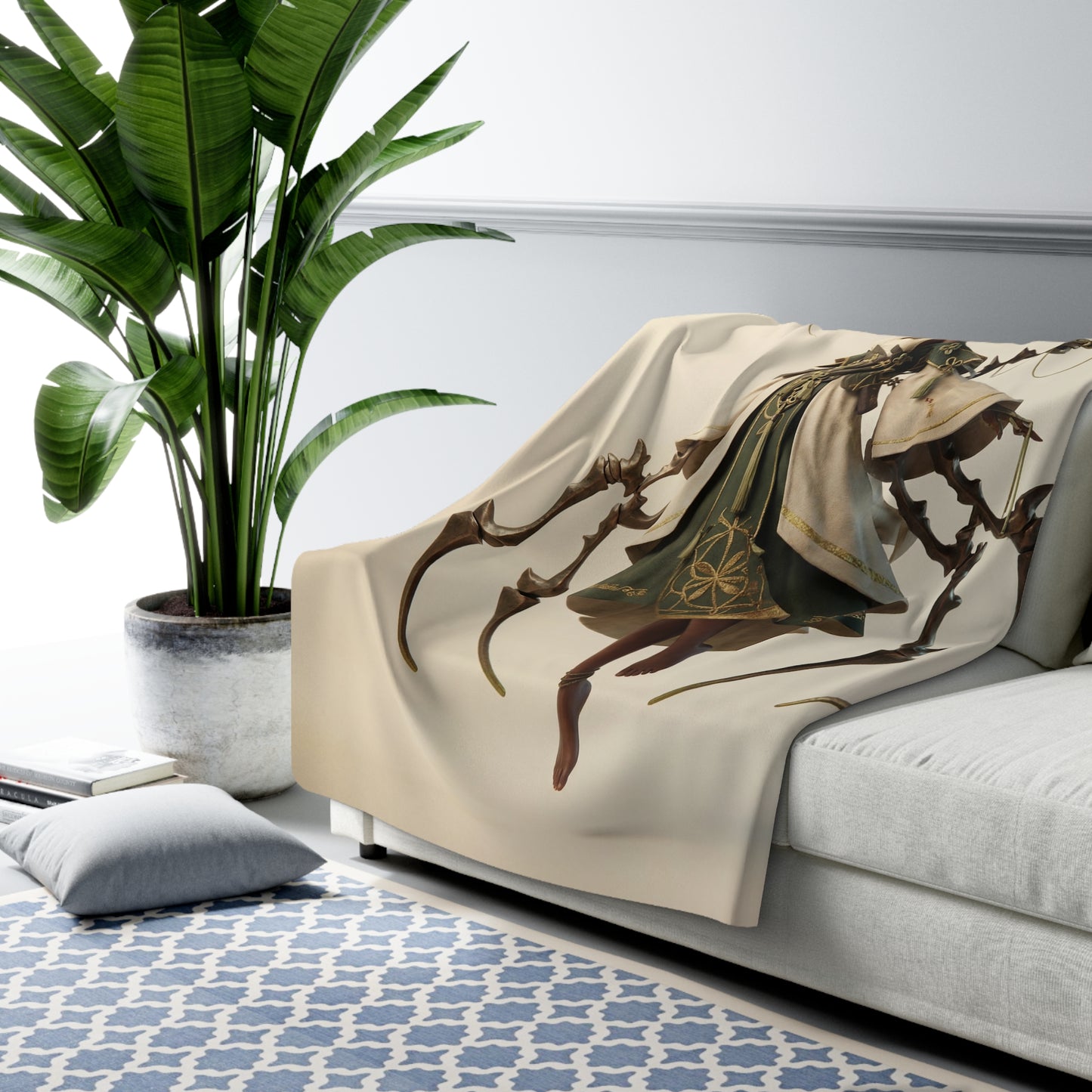 Moonlit Weaver Sherpa Fleece Blanket – Bronze Skein & Whispering Threads