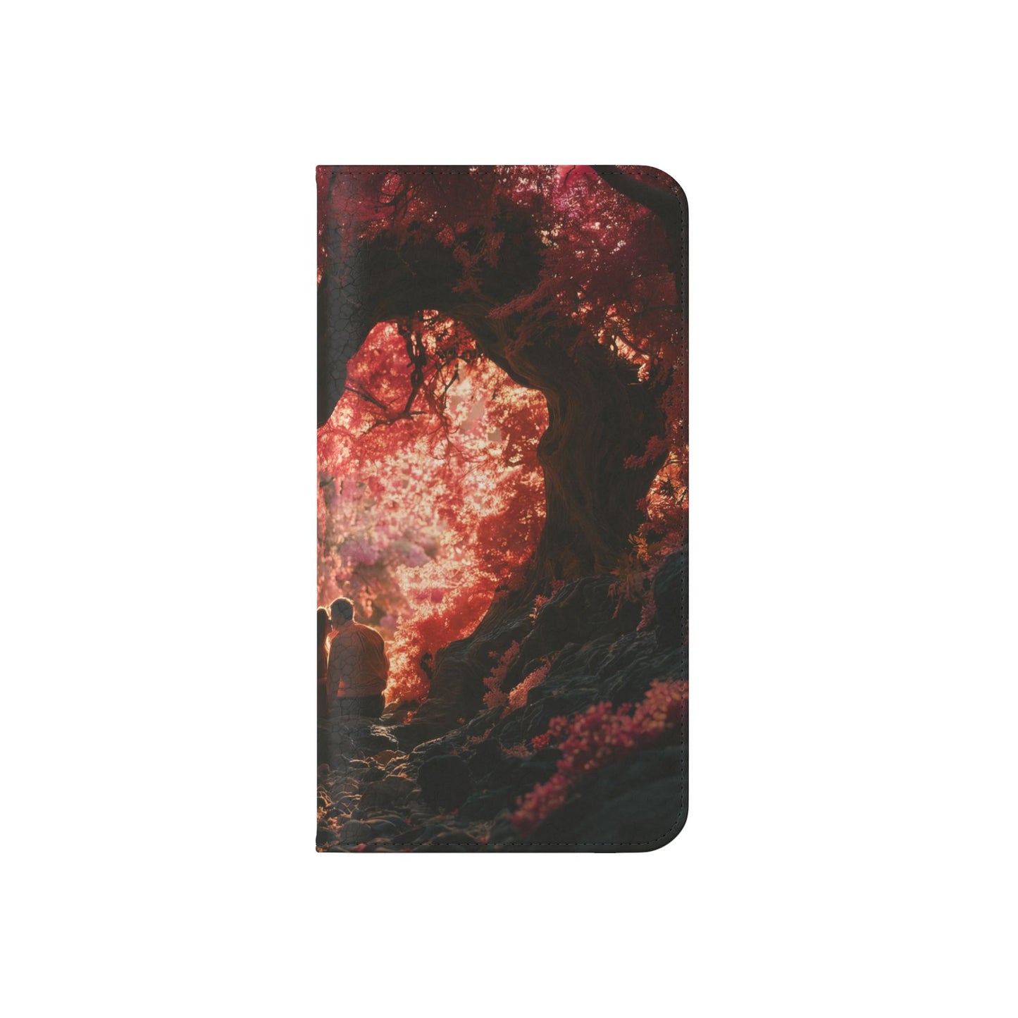 Crimson Arch Flip Cases – Heart-Shaped Canopy Romance