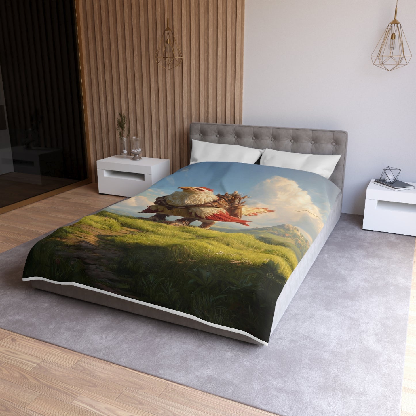 Skybound Hawk Riders Microfiber Duvet Cover – Sunlit Summit Adventure