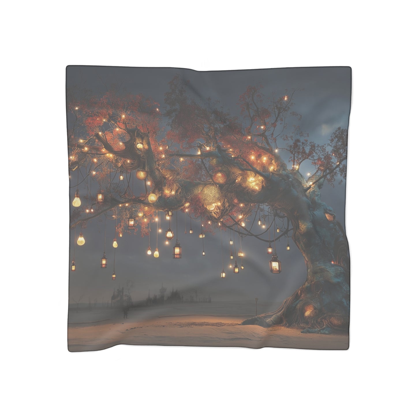 Luminous Wisp Tree Poly Scarf – Desert Night Bloom