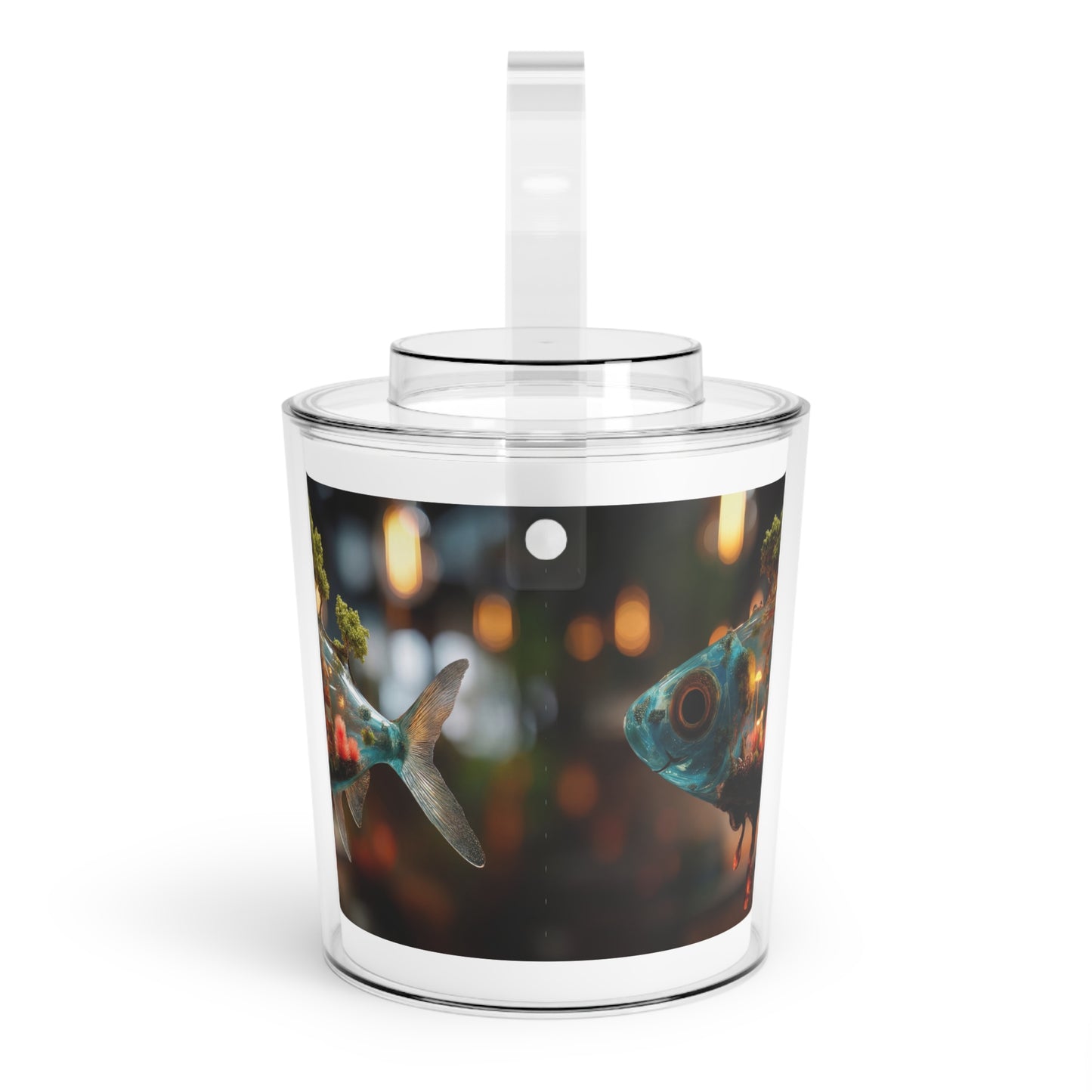 Forest Within Fish Ice Bucket with Tongs – Bioluminescent Underwater Sanctuary