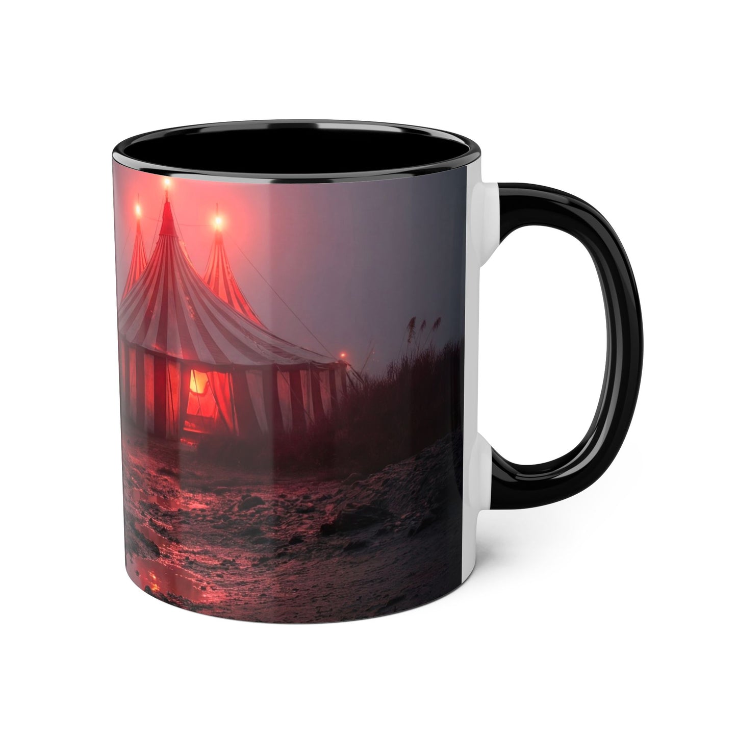 Crimson Circus Tent Accent Mugs, 11oz – Misty Coastside Carnival