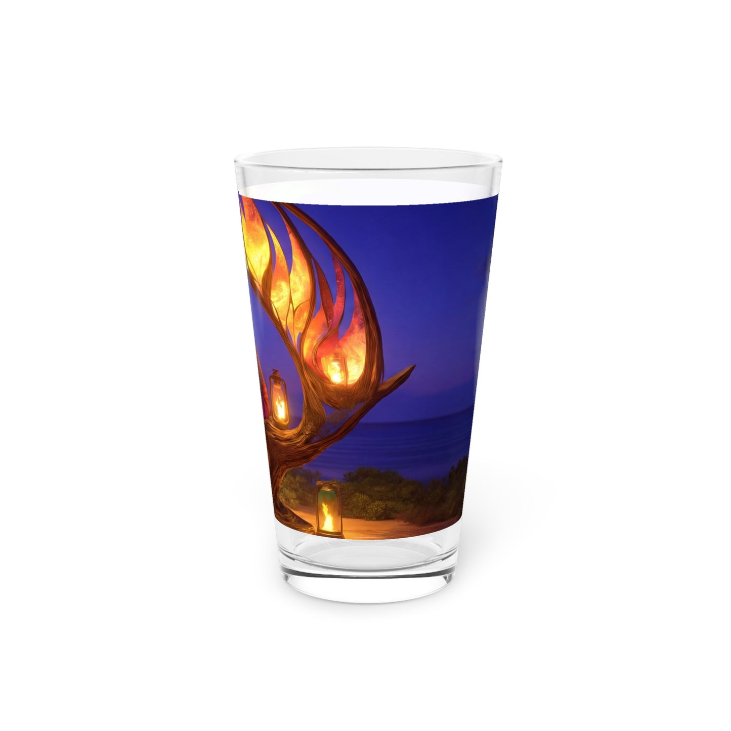Luminous Phoenix Throne Pint Glass, 16oz – Sunset Sanctuary for the Soul