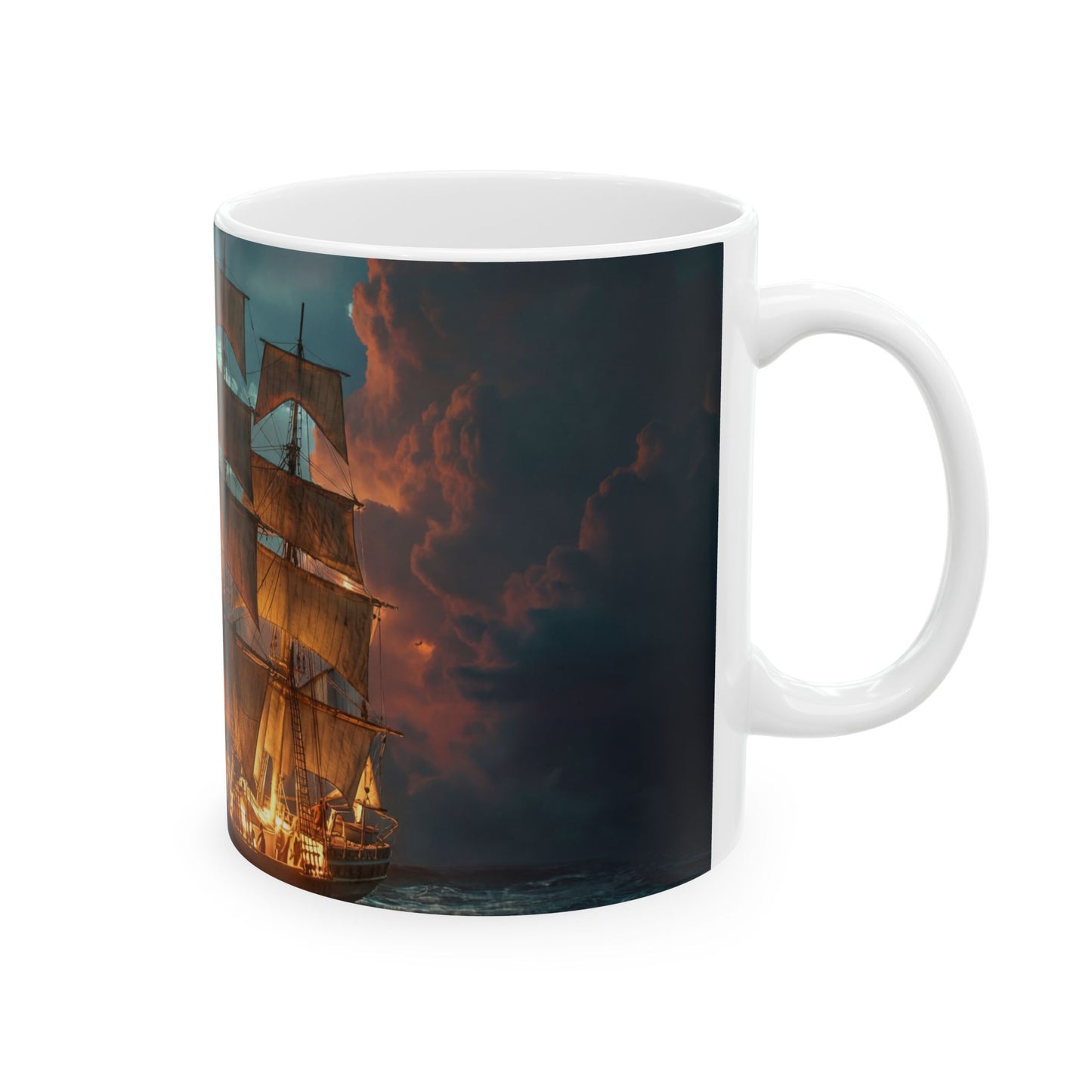 Starlit Galleon Ceramic Mug – Midnight Voyage Through Celestial Skies